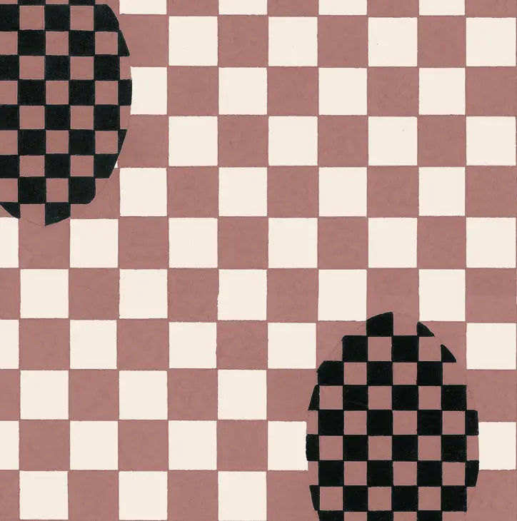 Deco Checkers - In Toasted Coco - Wallpaper -  Micaela Sharp Collaboration Print Sisters