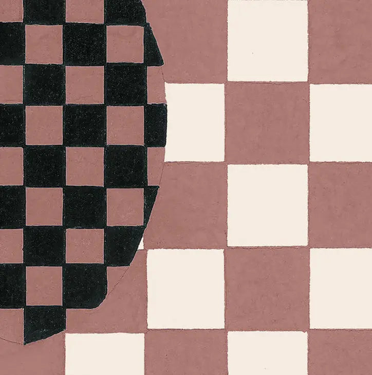 Deco Checkers - In Toasted Coco - Wallpaper -  Micaela Sharp Collaboration Print Sisters