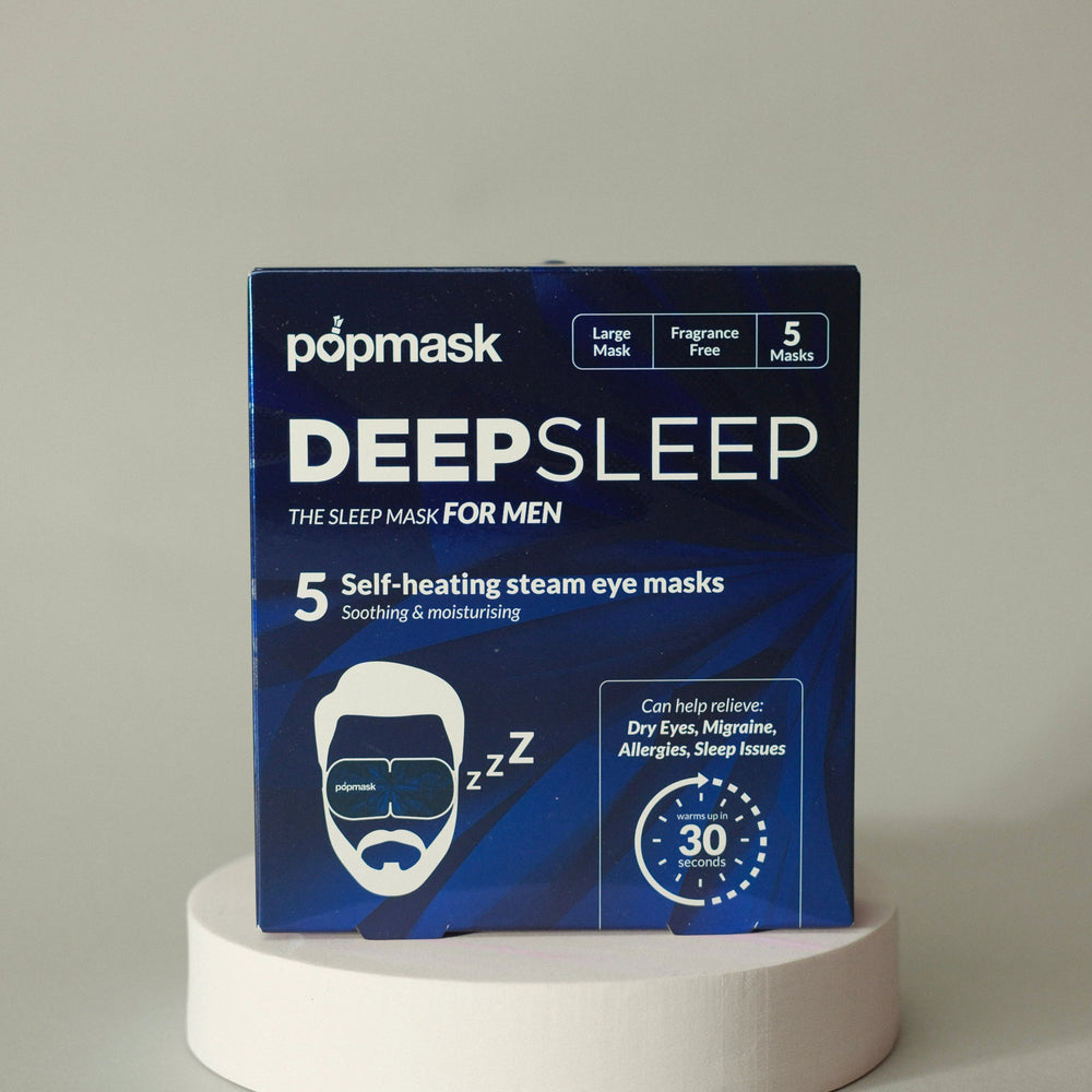 Deep Sleep Self-Heating Eye Masks for Men - 5 Pack | Natural Dry Heat Relief for Migraines, Headaches, Allergies, and Dry Eyes Popmask