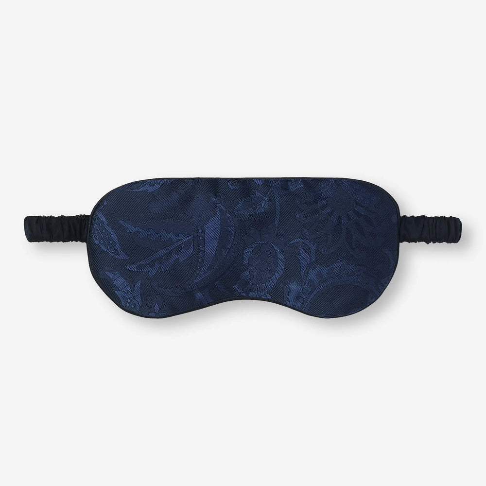 Derek Rose Eye Mask Silk Jacquard Navy Jungle Paisley Pattern Derek Rose