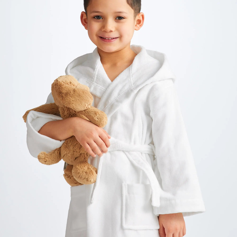 Derek Rose Kids' Bathrobe Triton 10 Terry Cotton White Derek Rose