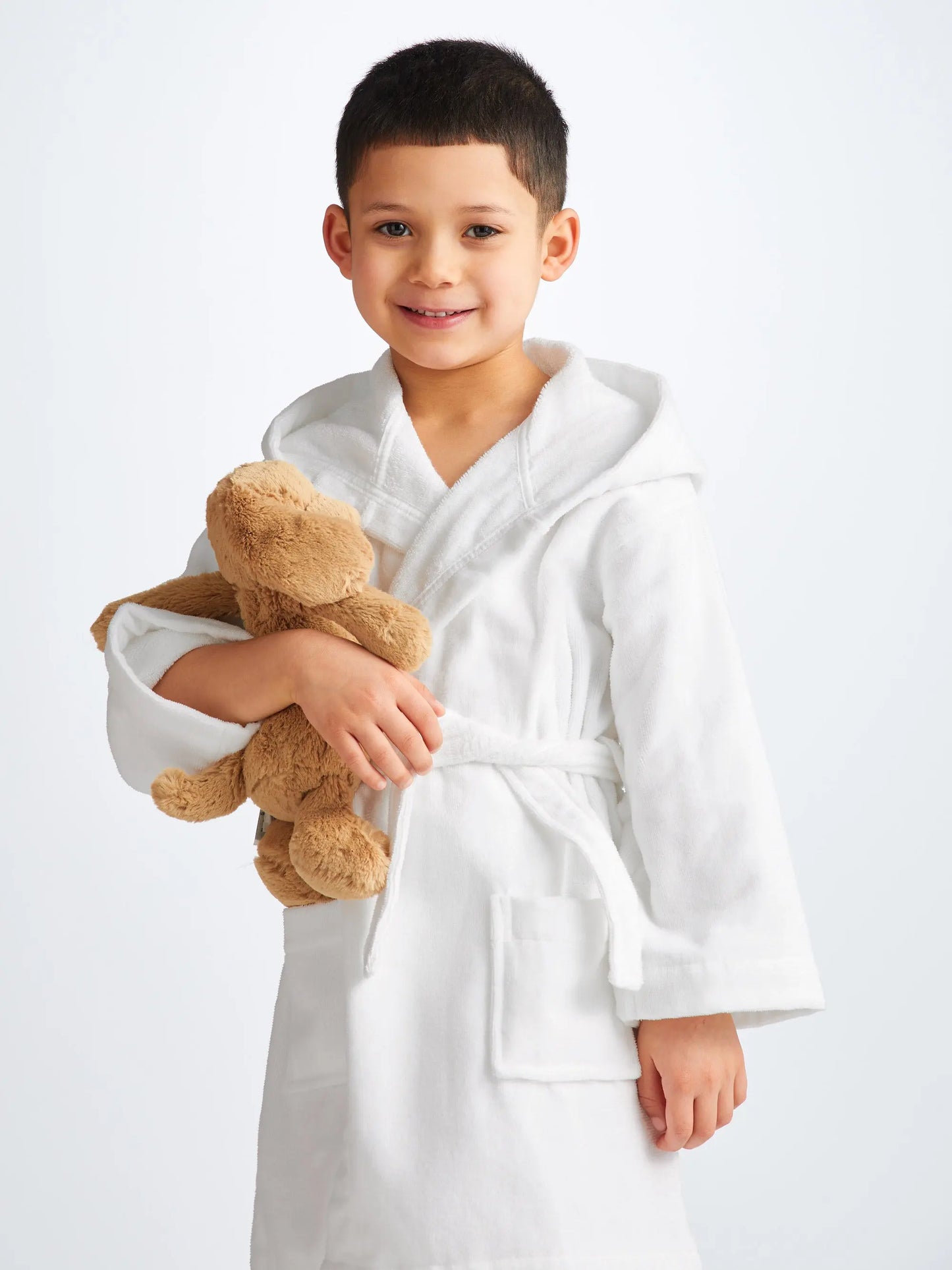 Derek Rose Kids' Bathrobe Triton 10 Terry Cotton White Derek Rose