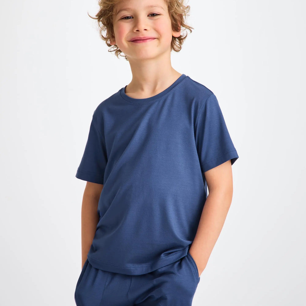 Derek Rose Kids' Lounge Set Basel Micro Modal Stretch Sapphire Derek Rose