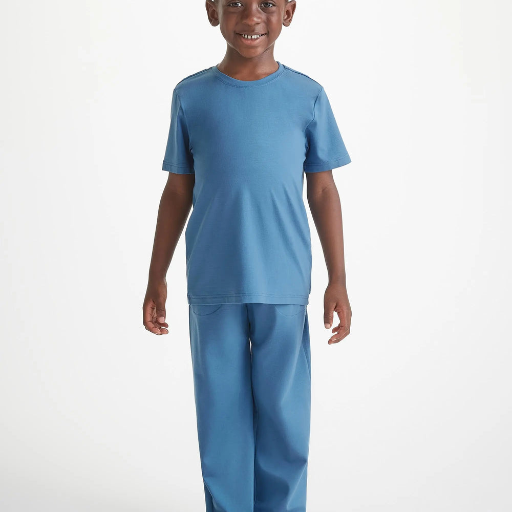 Derek Rose Kids' Lounge Set Basel Micro Modal Stretch Steel Blue Derek Rose