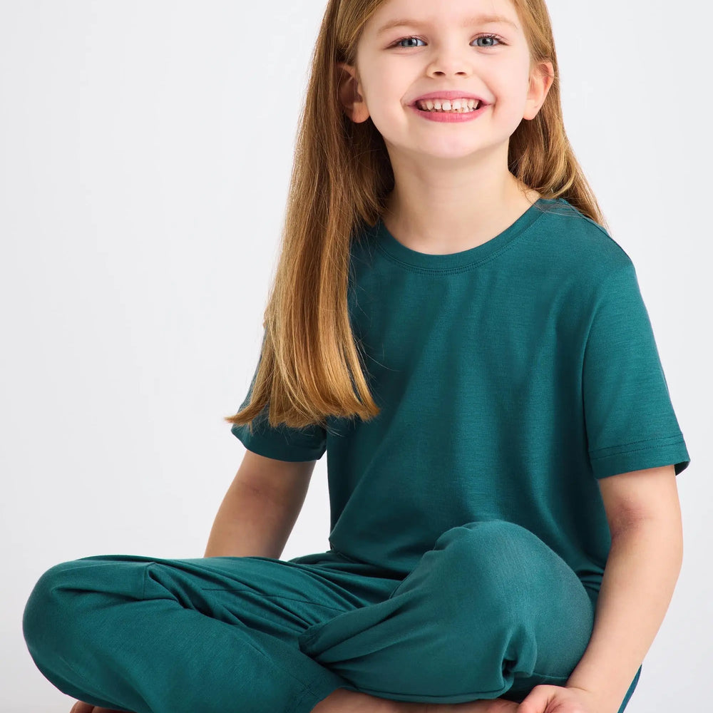 Derek Rose Kids' Lounge Set Lara Micro Modal Stretch Jungle Green Derek Rose