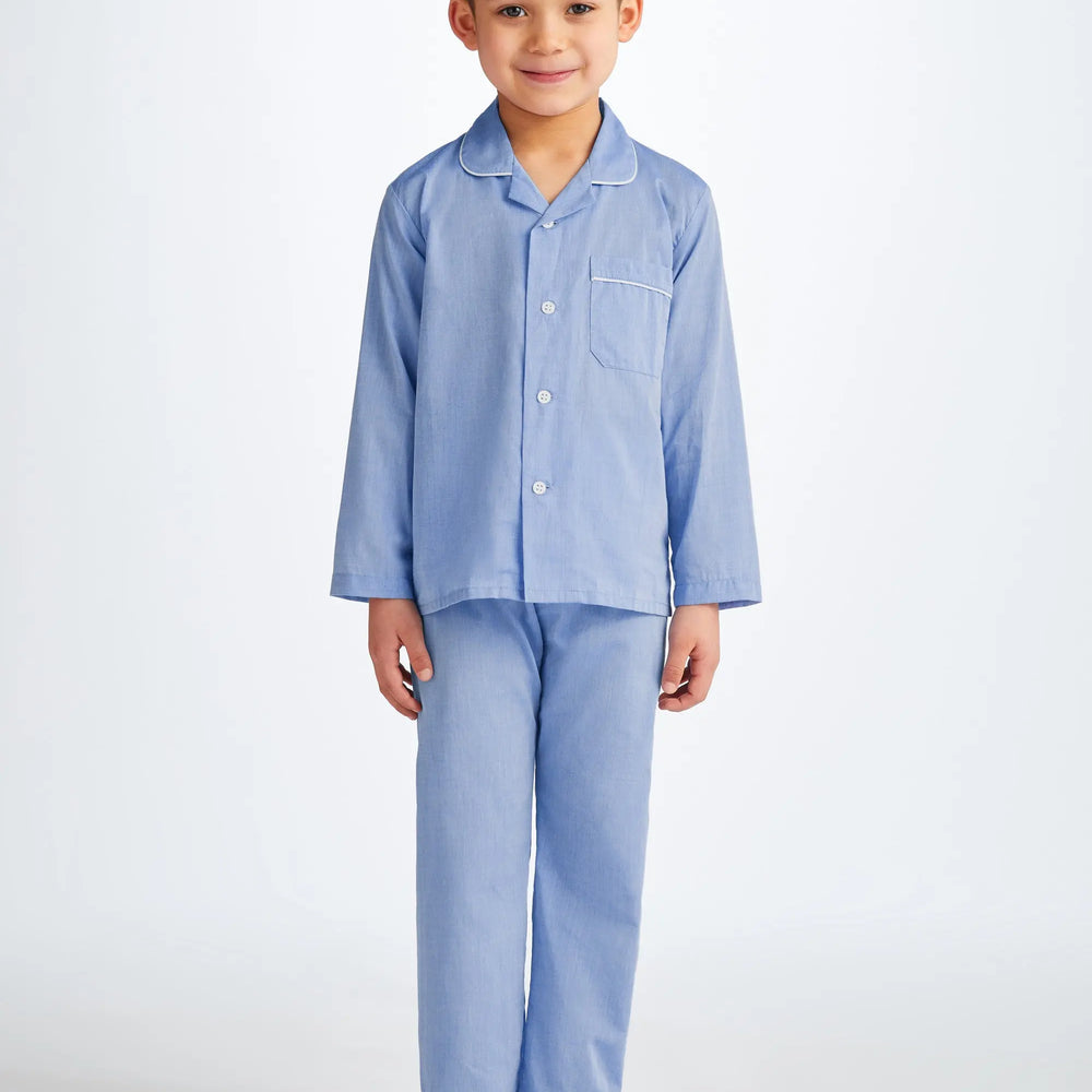 Derek Rose Kids' Pyjamas Amalfi Cotton Batiste Blue Derek Rose