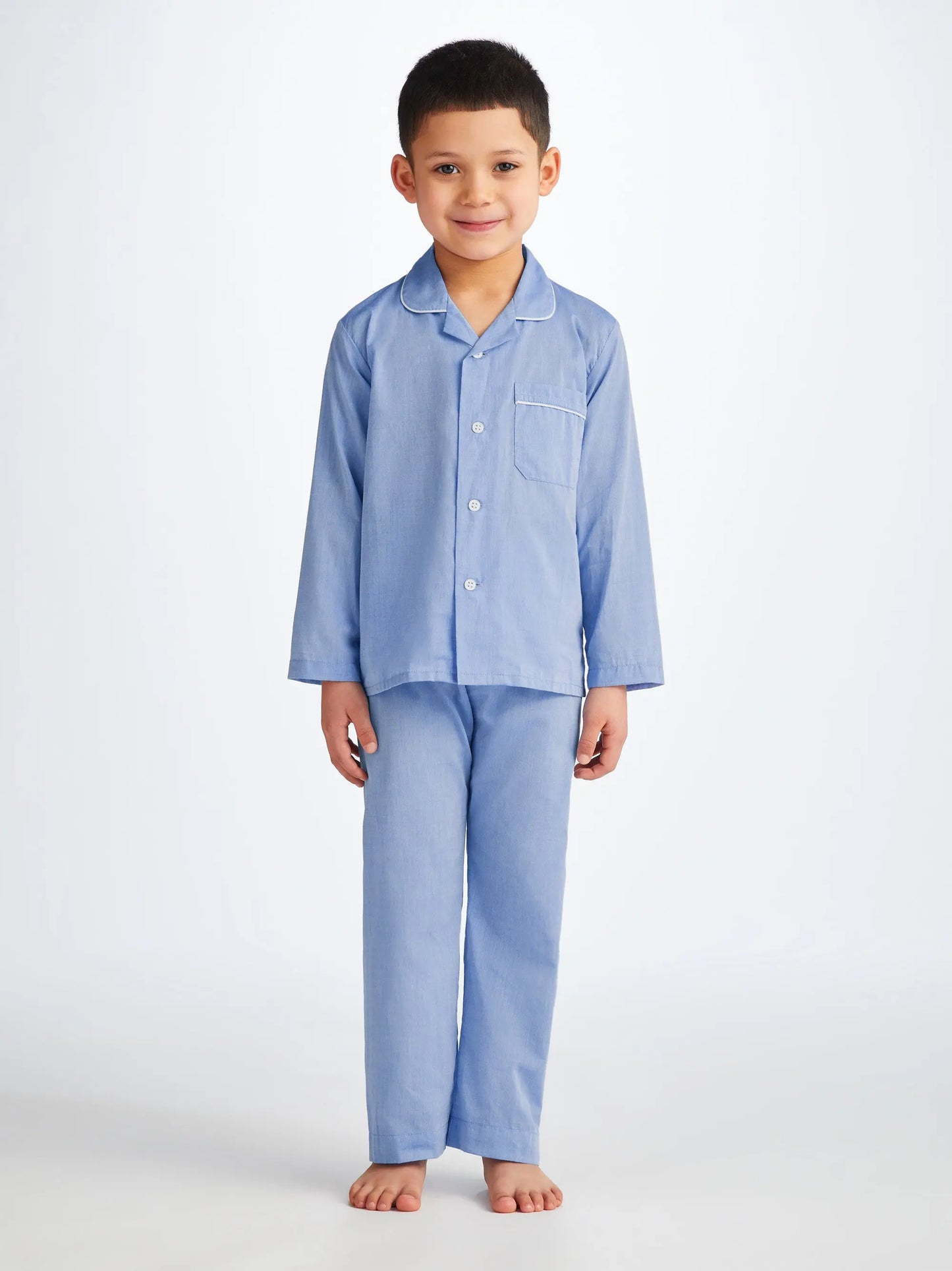 Derek Rose Kids' Pyjamas Amalfi Cotton Batiste Blue Derek Rose