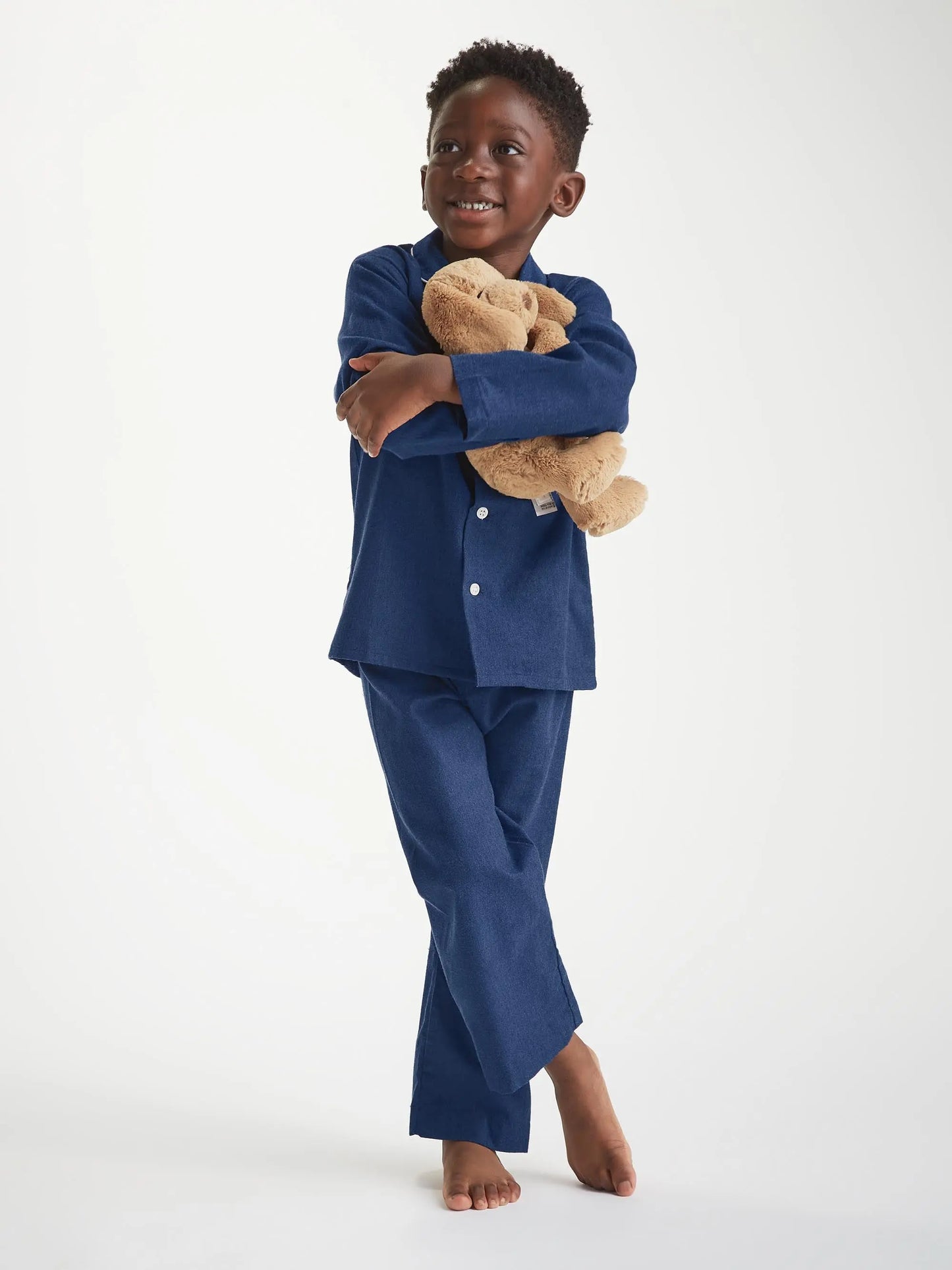 Derek Rose Kids' Pyjamas Balmoral 3 Brushed Cotton Navy Derek Rose