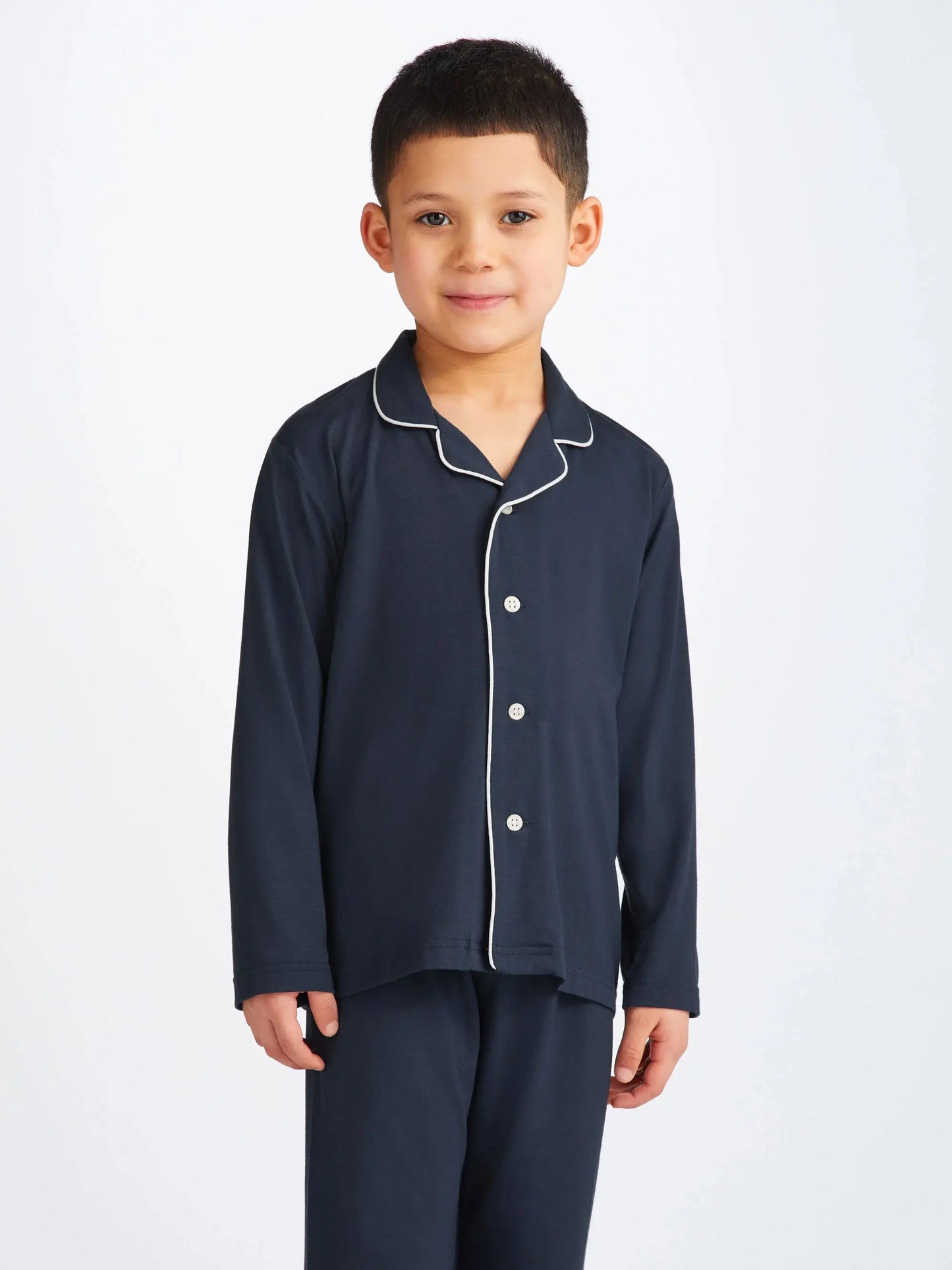 Derek Rose Kids' Pyjamas Basel Micro Modal Stretch Navy Derek Rose