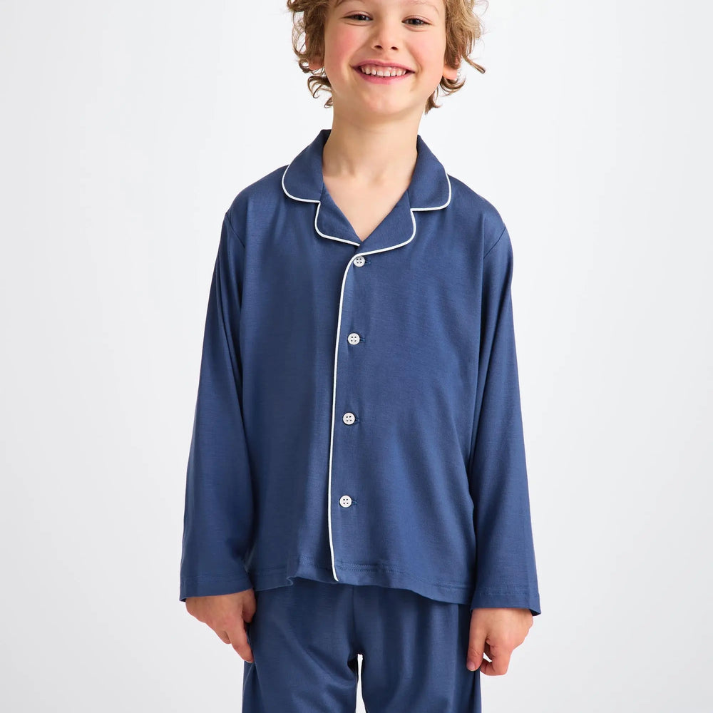 Derek Rose Kids' Pyjamas Basel Micro Modal Stretch Sapphire Derek Rose