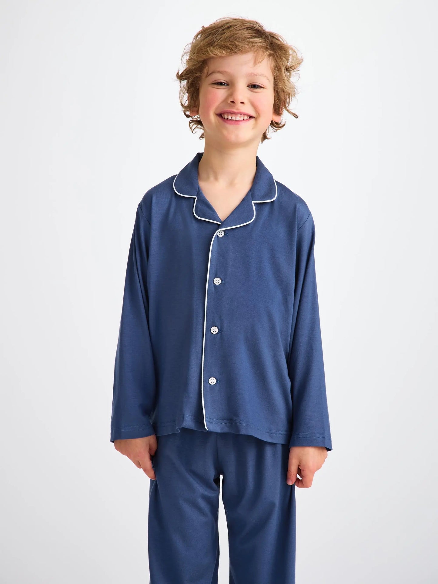 Derek Rose Kids' Pyjamas Basel Micro Modal Stretch Sapphire Derek Rose