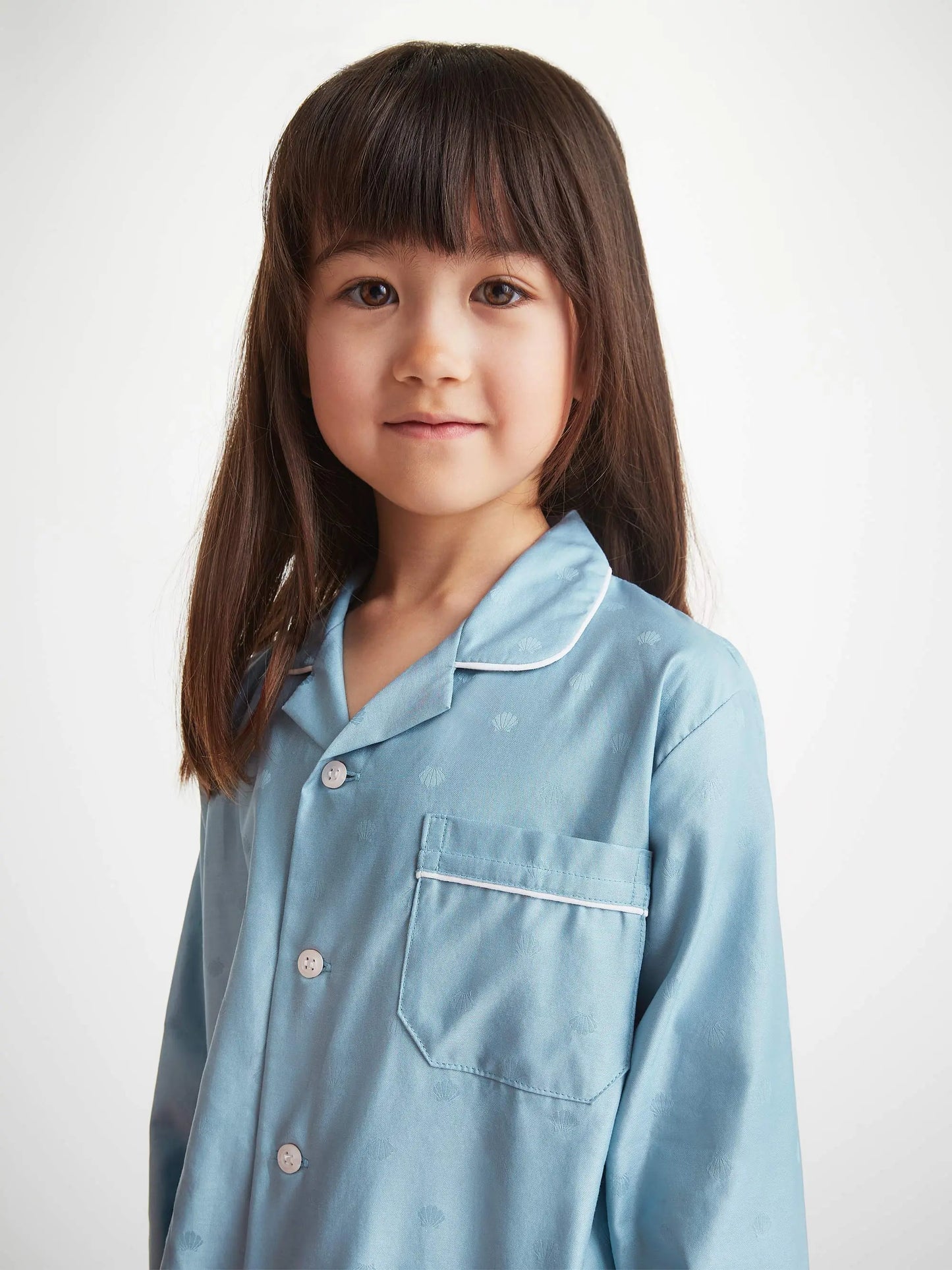 Derek Rose Kids' Pyjamas Cotton Jacquard Blue Seashell Pattern Derek Rose