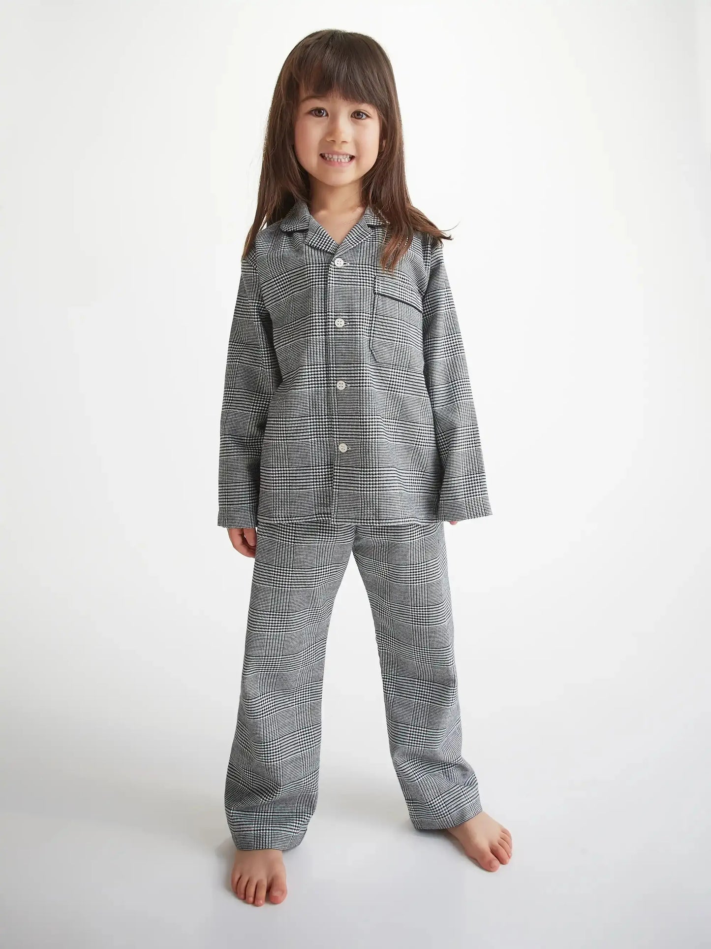 Derek Rose Kids' Pyjamas Kelburn 42 Brushed Cotton Black Derek Rose