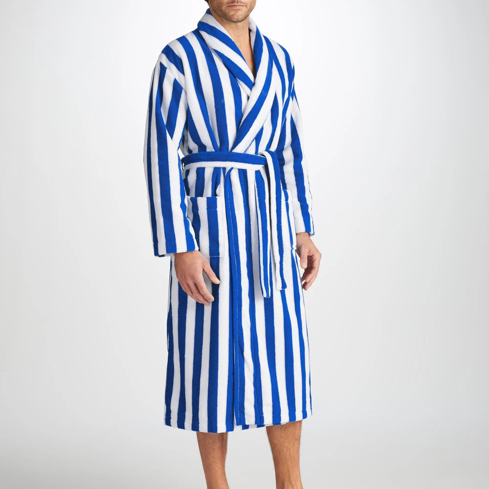 Derek Rose Men's Bathrobe Aston Terry Cotton Blue Derek Rose
