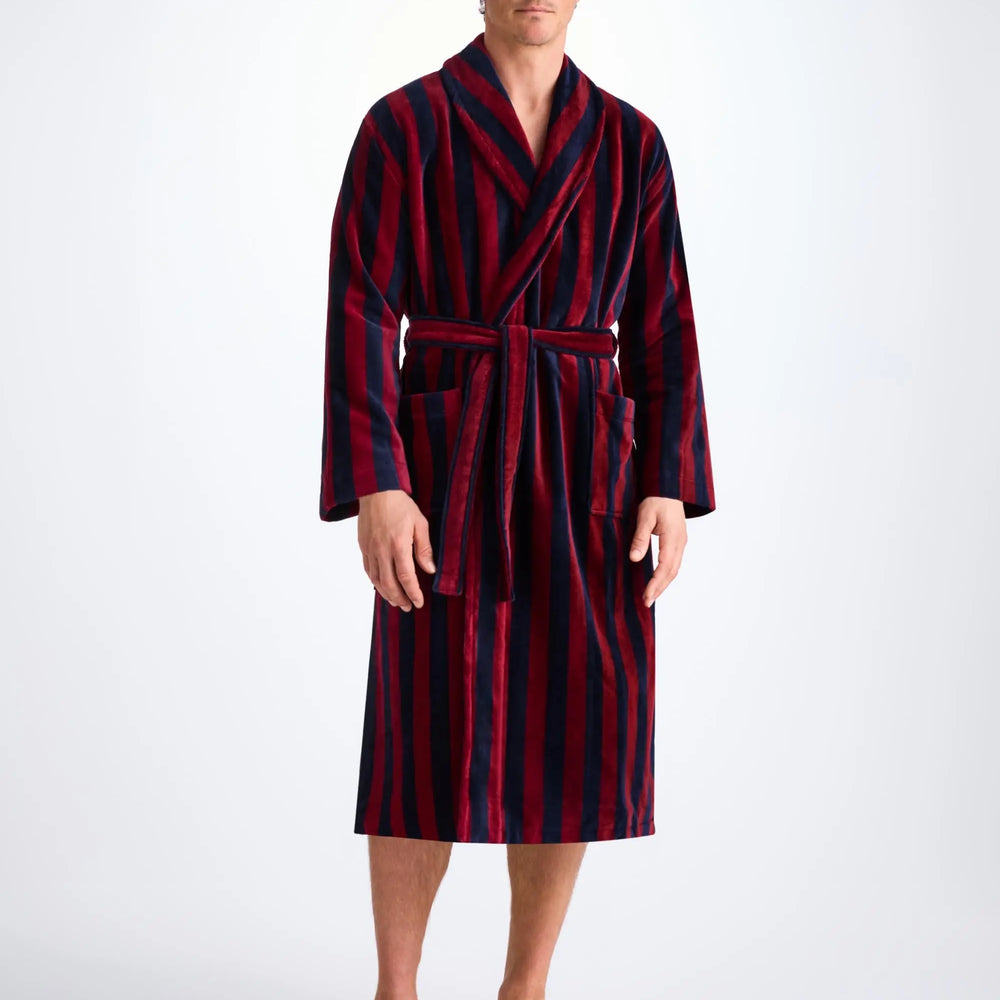 Derek Rose Men's Bathrobe Aston Terry Cotton Red Derek Rose