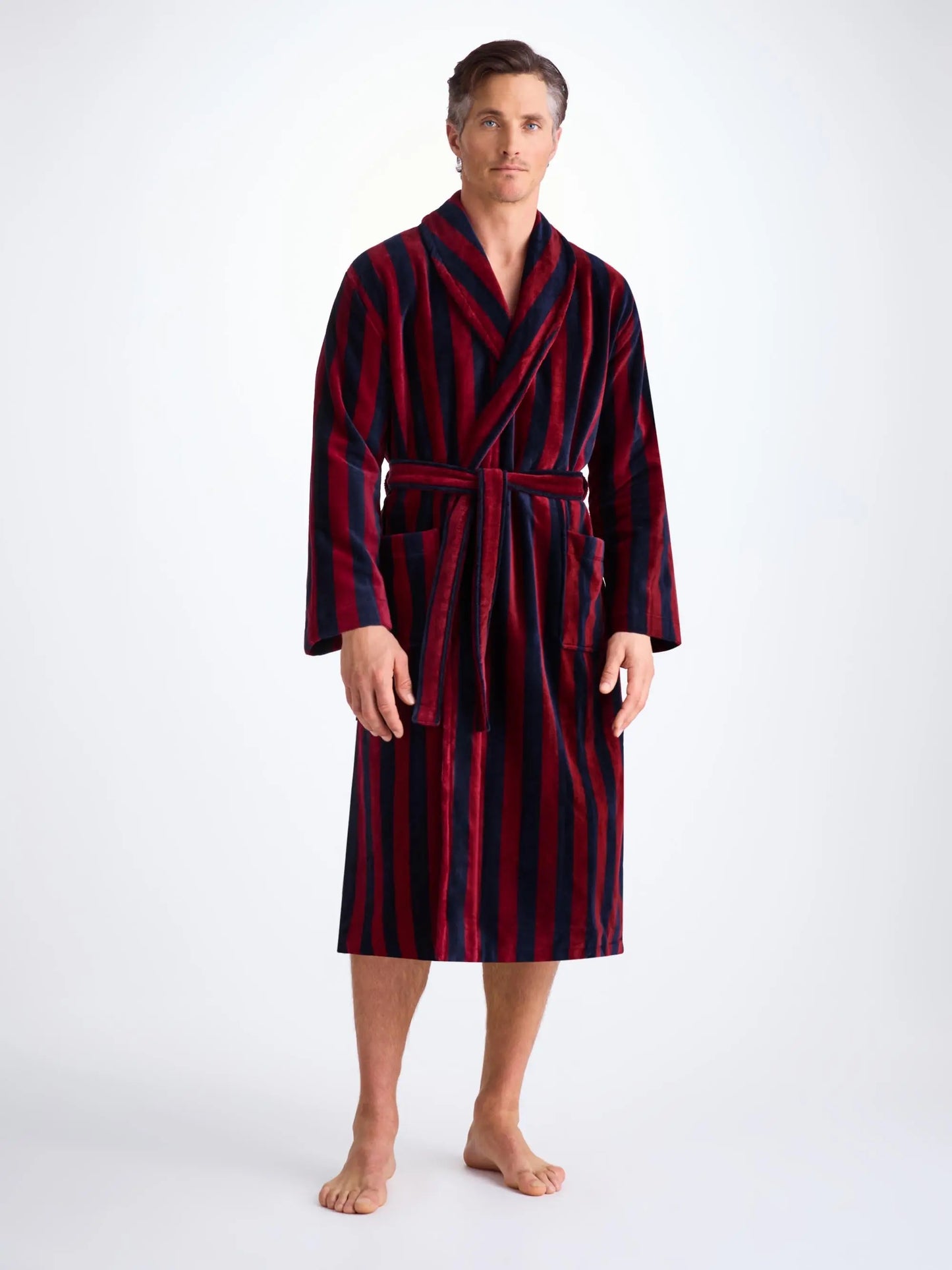 Derek Rose Men's Bathrobe Aston Terry Cotton Red Derek Rose