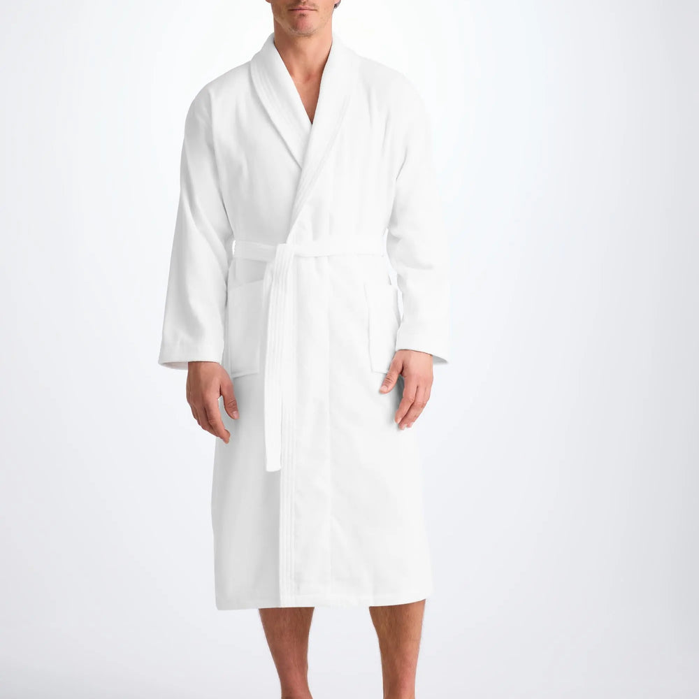 Derek Rose Men's Bathrobe Triton 10 Terry Cotton White Derek Rose