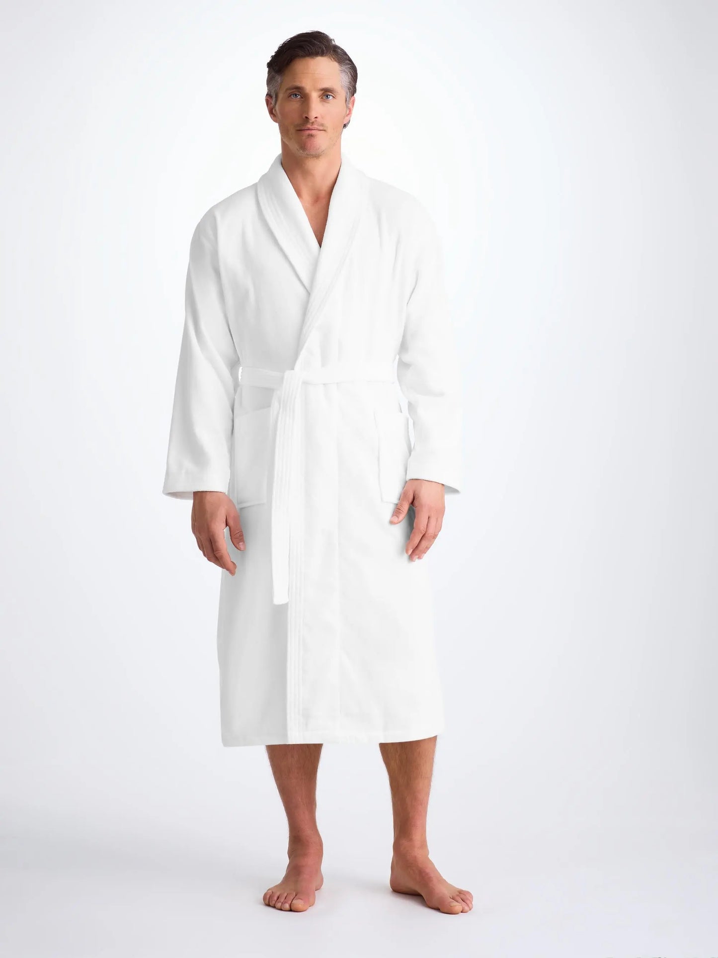 Derek Rose Men's Bathrobe Triton 10 Terry Cotton White Derek Rose