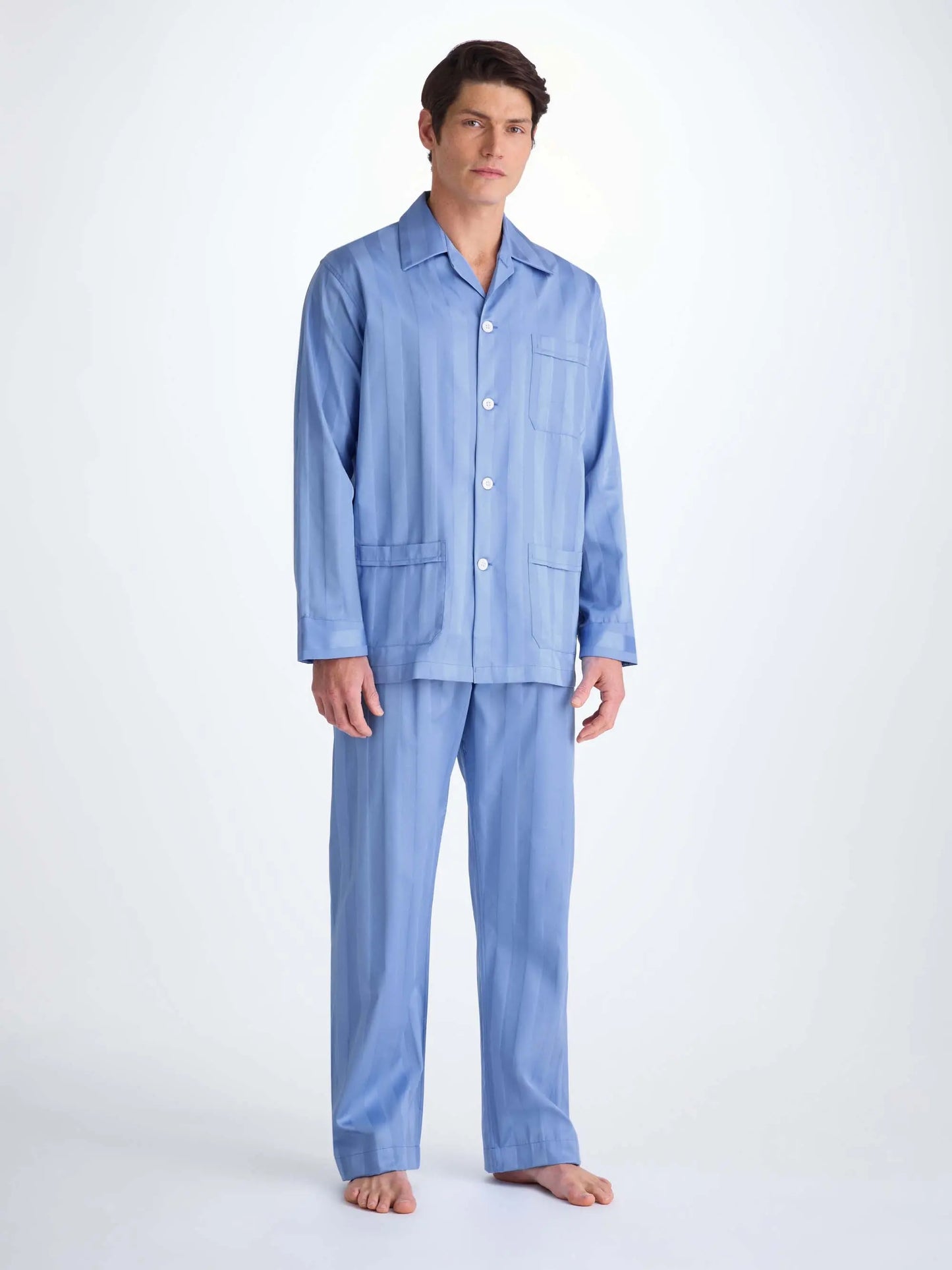 Derek Rose Men's Classic Fit Pyjamas Lingfield Cotton French Derek Rose