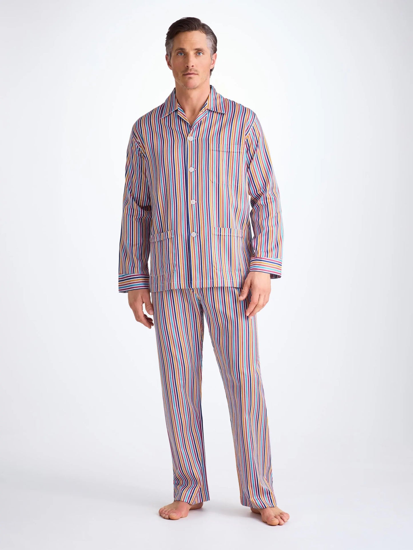 Derek Rose Men's Classic Fit Pyjamas Wellington 59 Cotton Multi Derek Rose