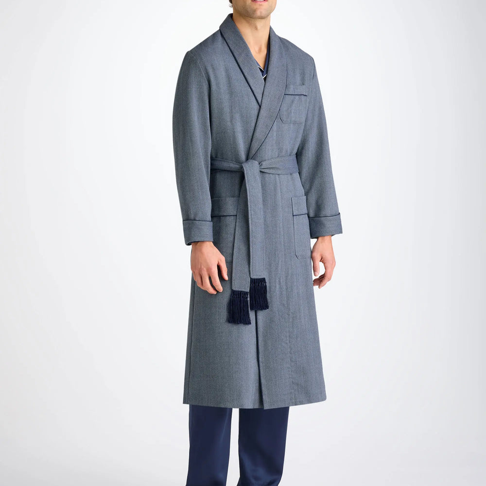 Derek Rose Men's Dressing Gown Lincoln 11 Navy Derek Rose