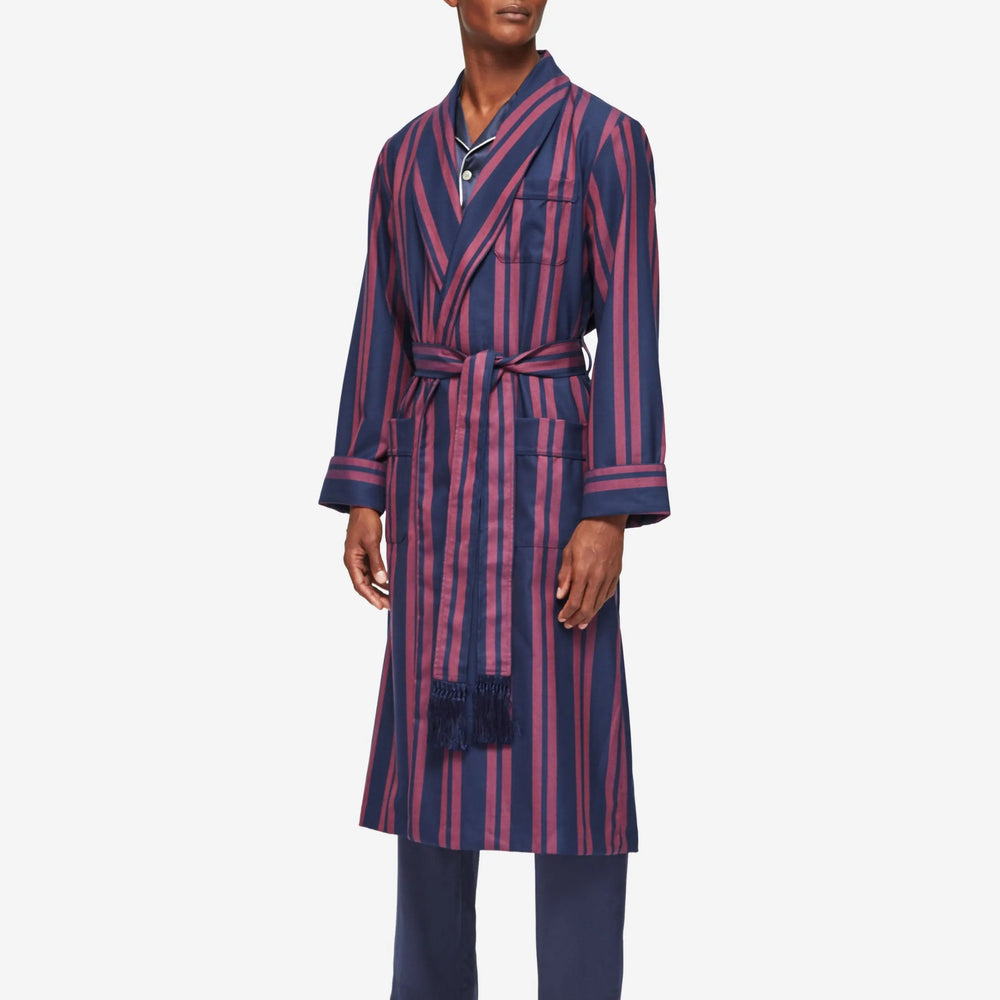 Derek Rose Men's Dressing Gown York 42 Wool Navy Derek Rose