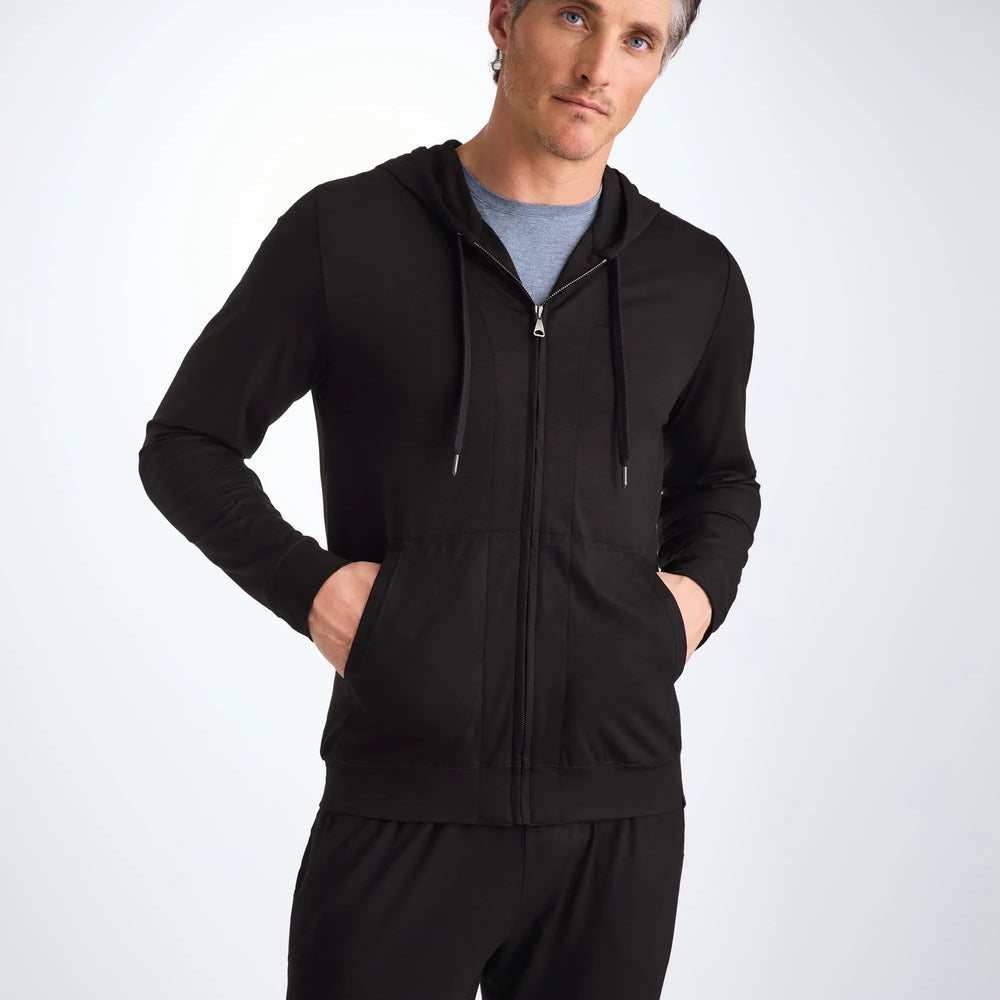 Derek Rose Men's Hoodie Basel Micro Modal Stretch Black Derek Rose