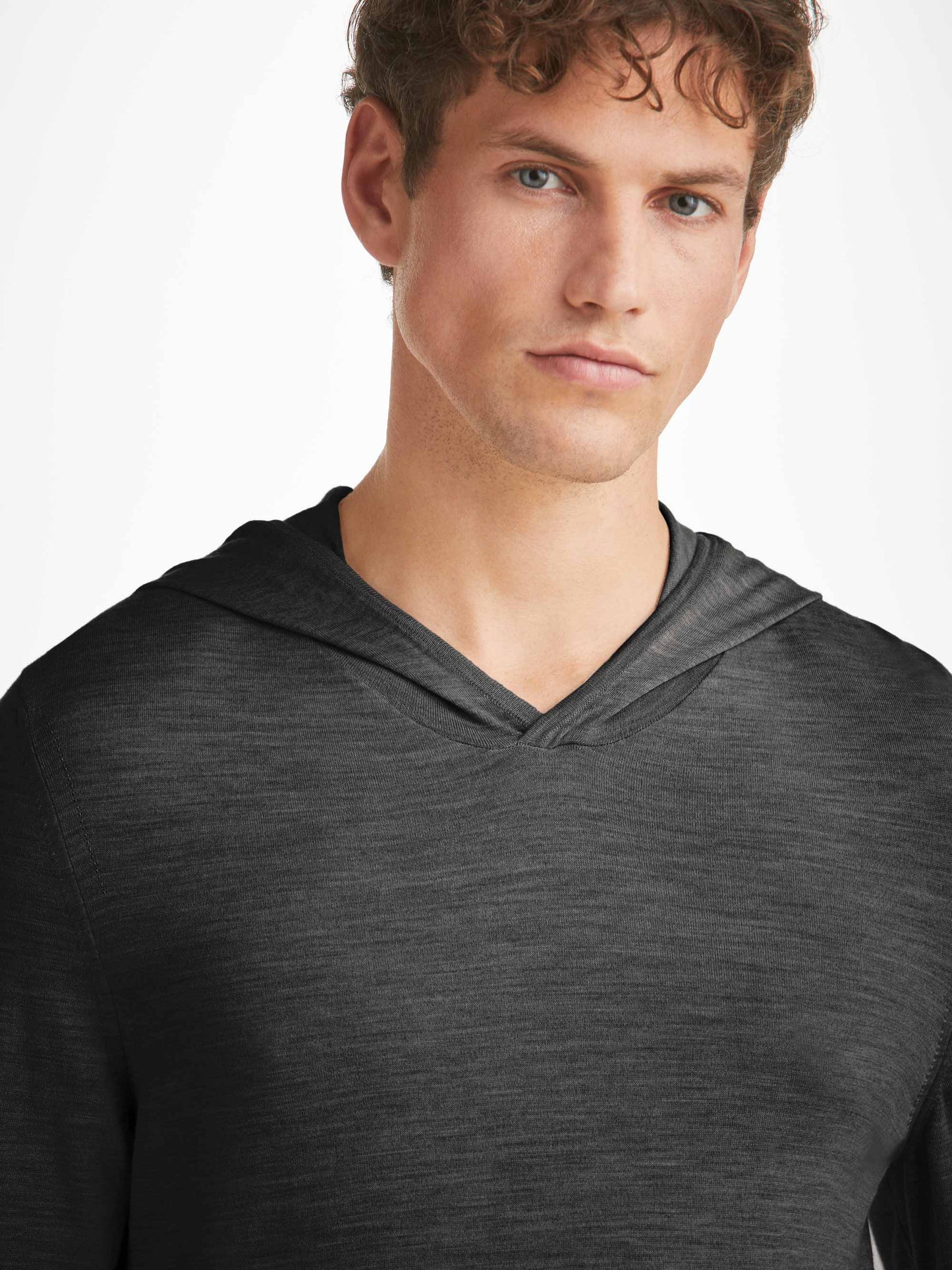 Derek Rose Men's Hoodie Orson Merino Wool Charcoal Derek Rose