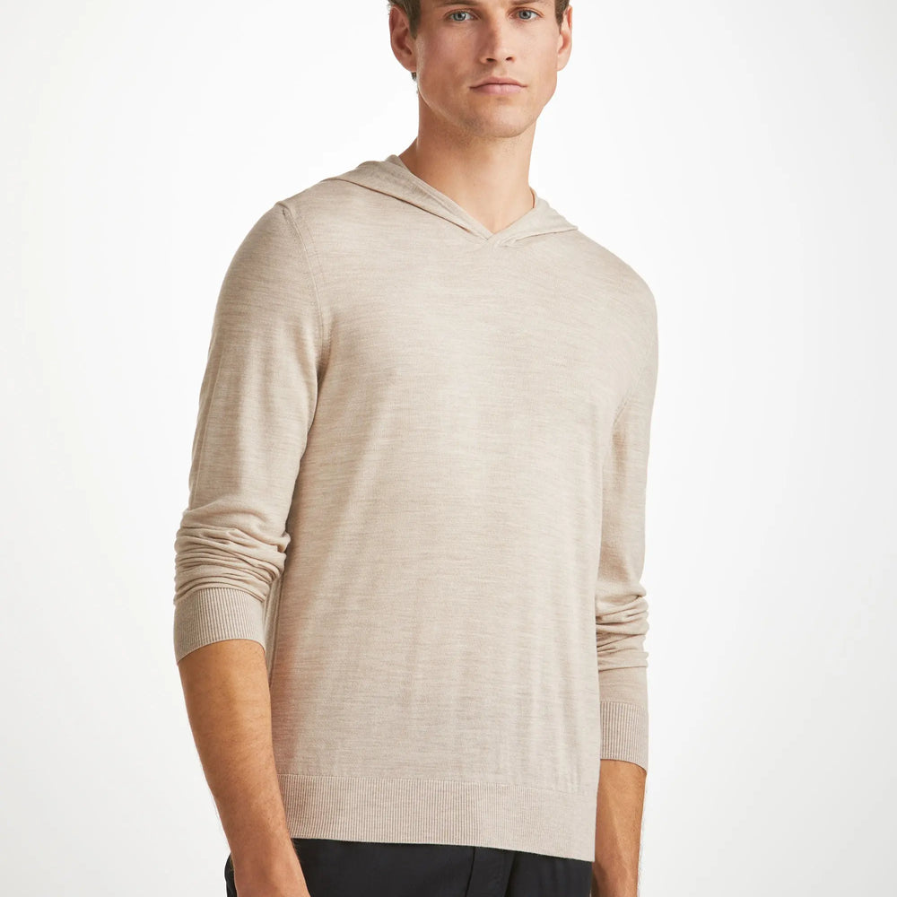 Derek Rose Men's Hoodie Orson Merino Wool Oat Derek Rose