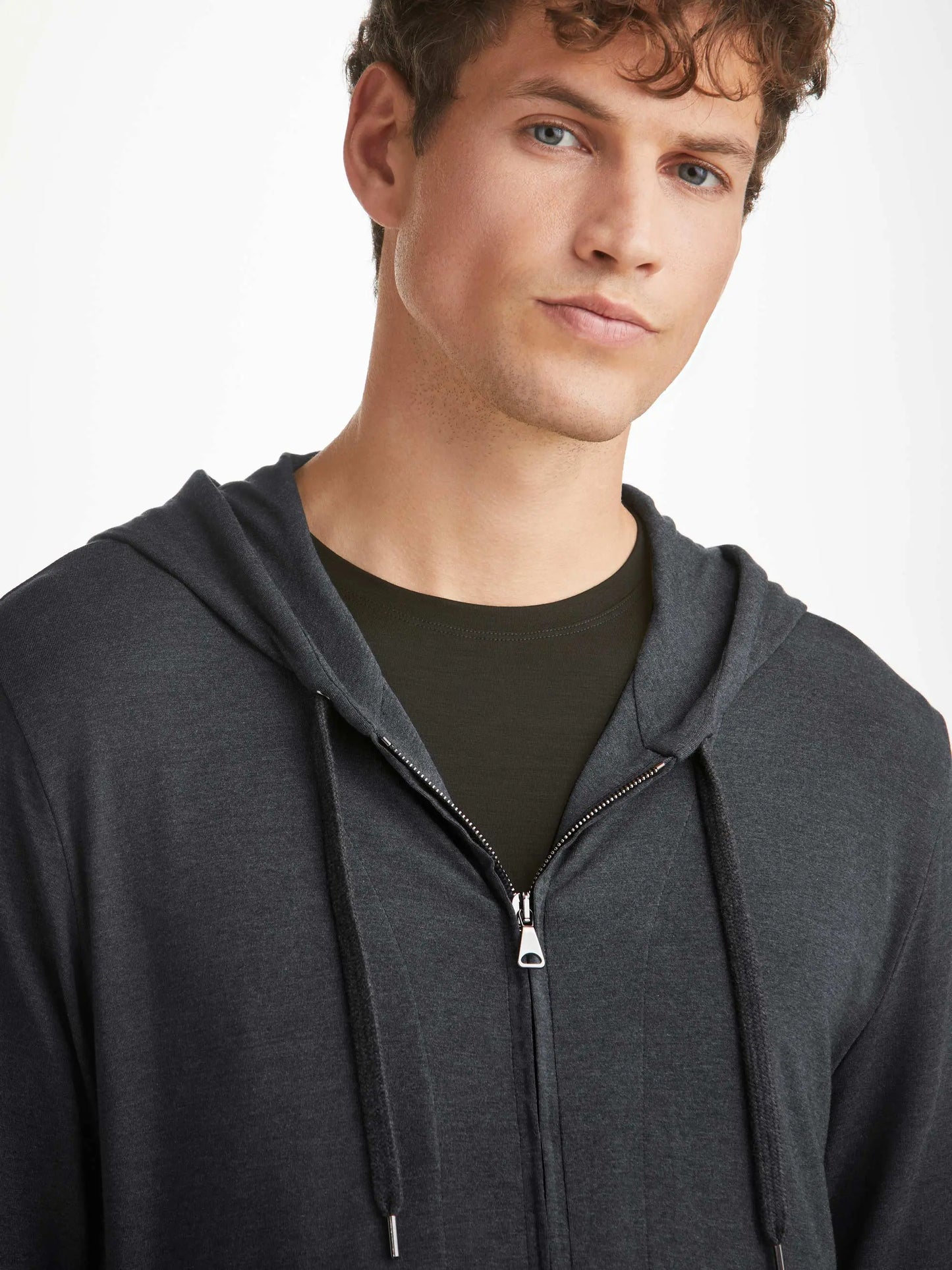 Derek Rose Men's Jersey Hoodie Marlowe Micro Modal Anthracite Derek Rose