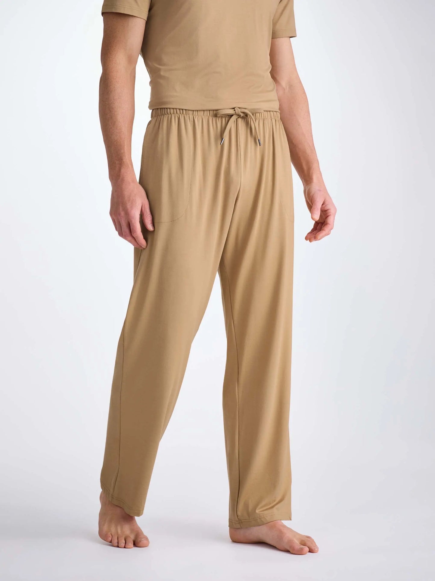 Derek Rose Men's Lounge Trousers Basel Micro Modal Stretch Camel Derek Rose