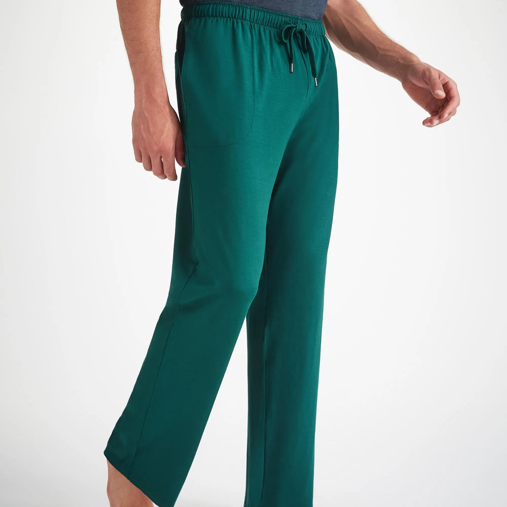 Derek Rose Men's Lounge Trousers Basel Micro Modal Stretch Pine Green Derek Rose