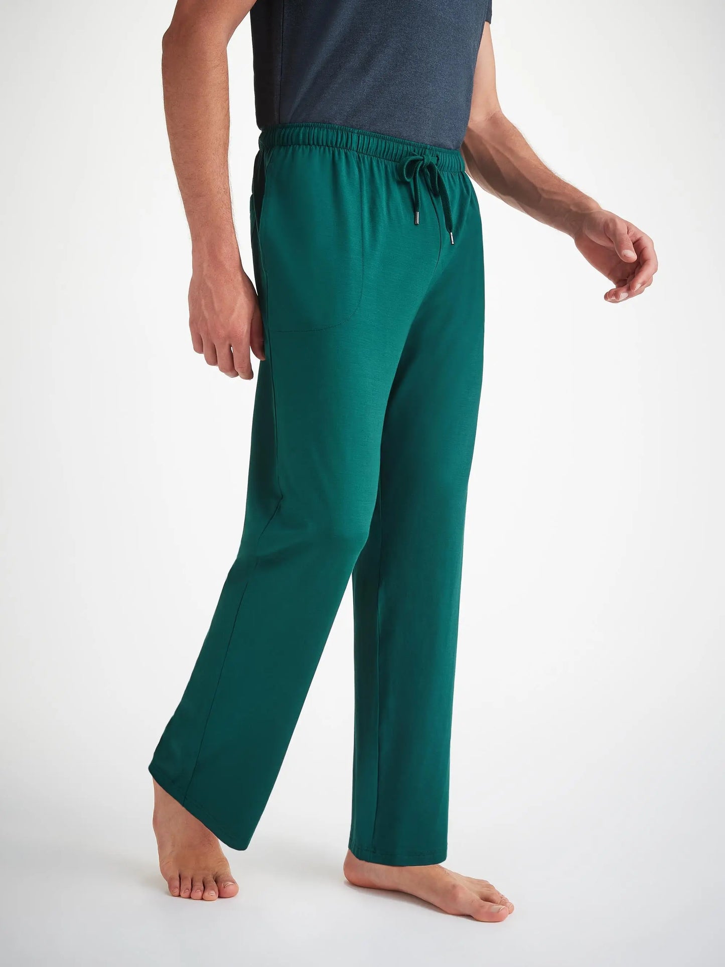 Derek Rose Men's Lounge Trousers Basel Micro Modal Stretch Pine Green Derek Rose