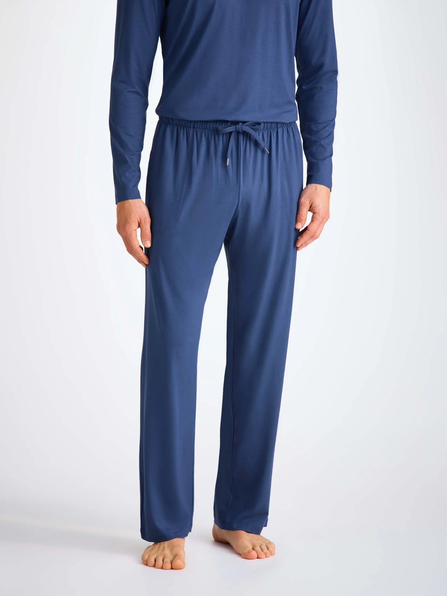 Derek Rose Men's Lounge Trousers Basel Micro Modal Stretch Sapphire Derek Rose