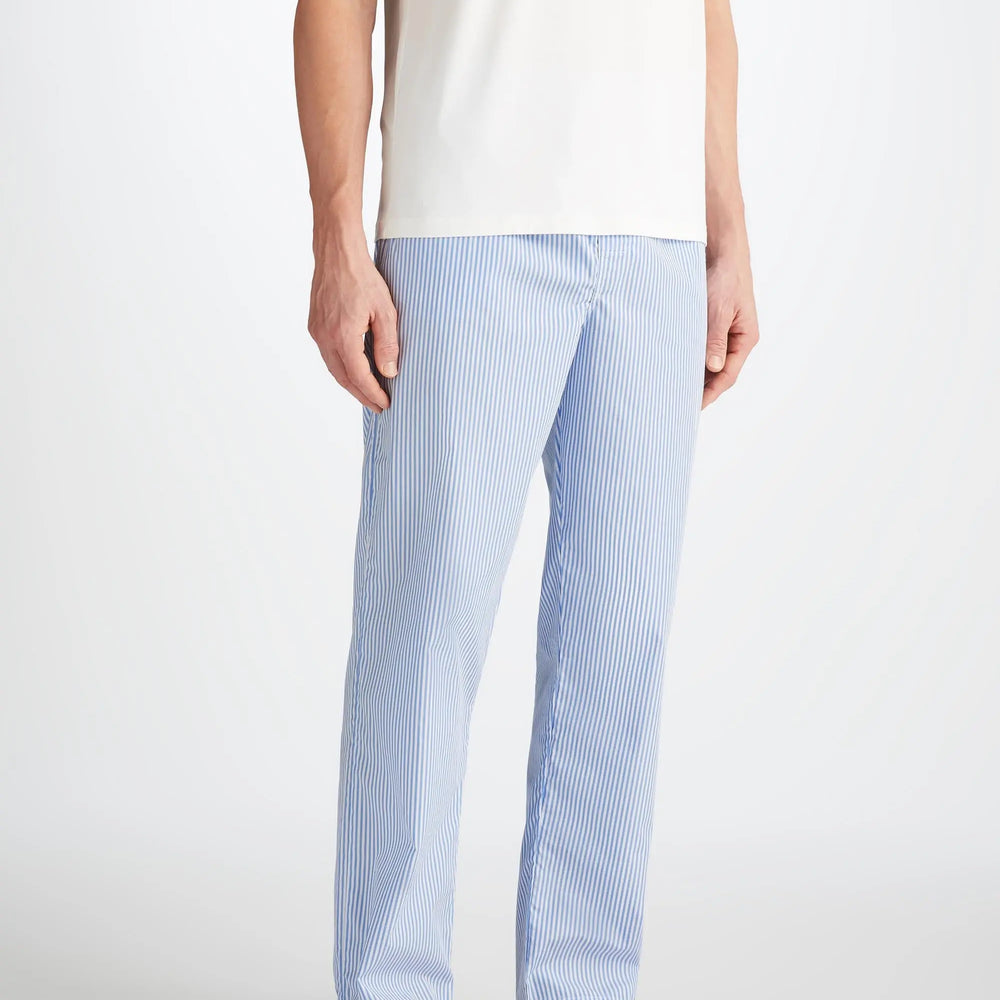 Derek Rose Men's Lounge Trousers James Cotton Blue Derek Rose