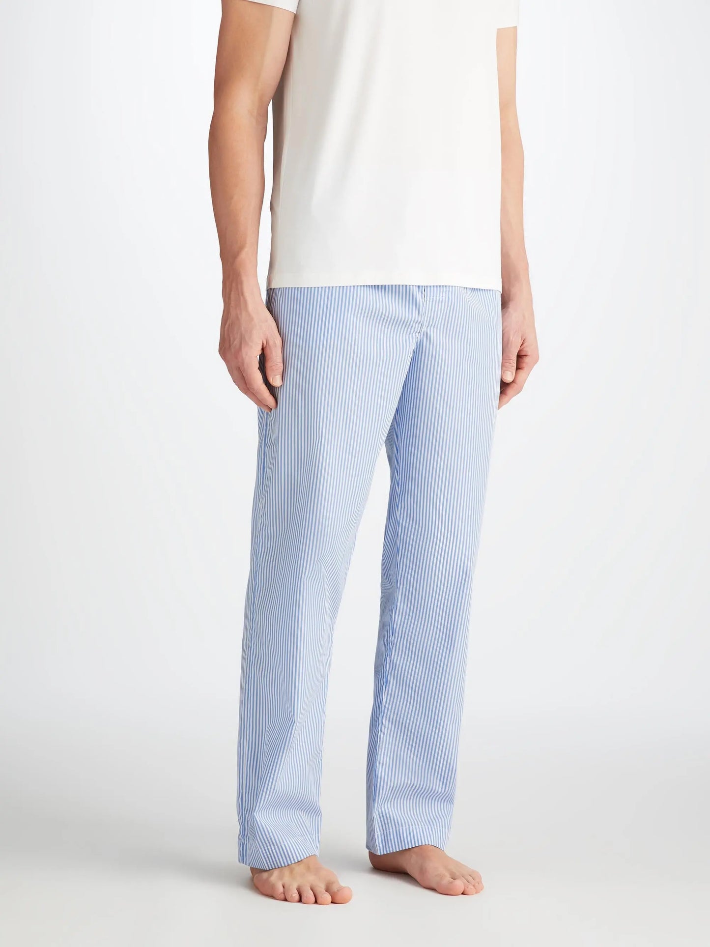 Derek Rose Men's Lounge Trousers James Cotton Blue Derek Rose