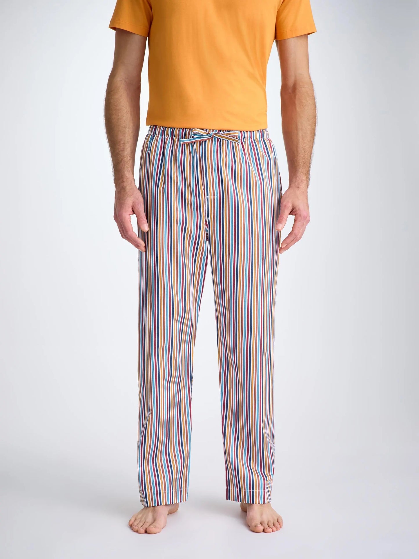 Derek Rose Men's Lounge Trousers Wellington 59 Cotton Multi Derek Rose