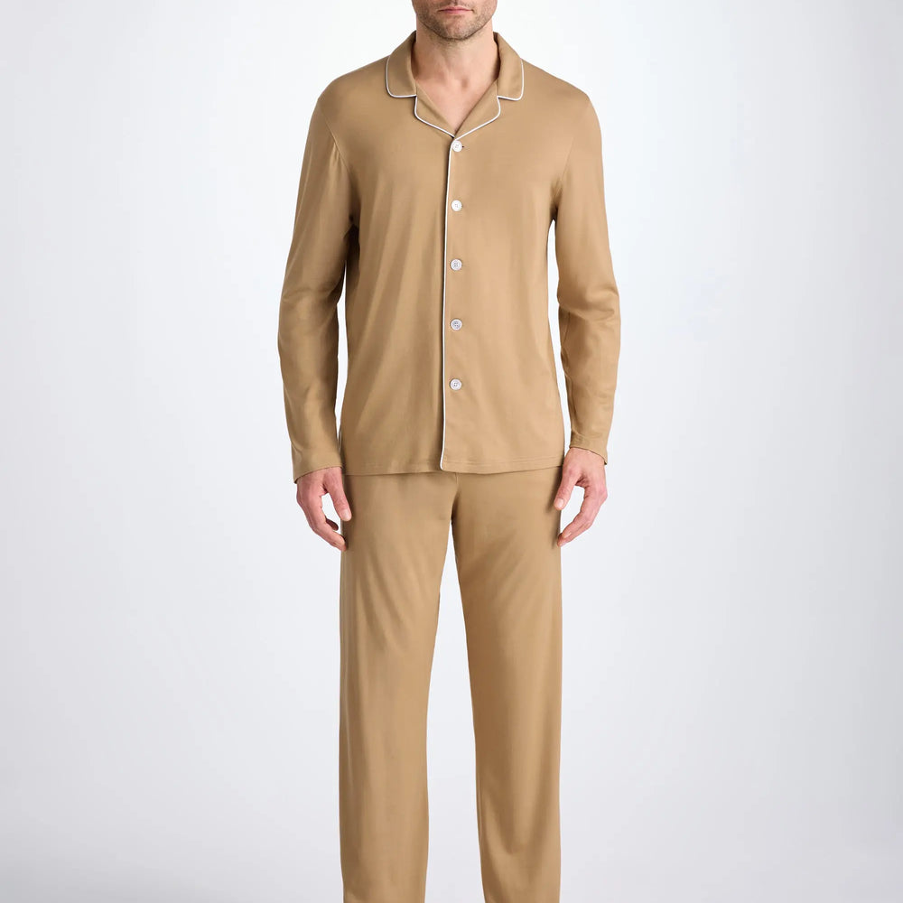 Derek Rose Men's Pyjamas Basel Micro Modal Stretch Camel Derek Rose