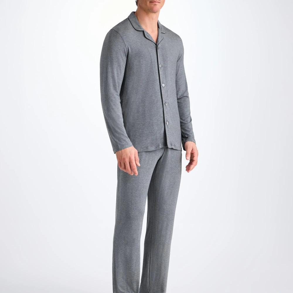 Derek Rose Men's Pyjamas Marlowe Micro Modal Stretch Charcoal Derek Rose