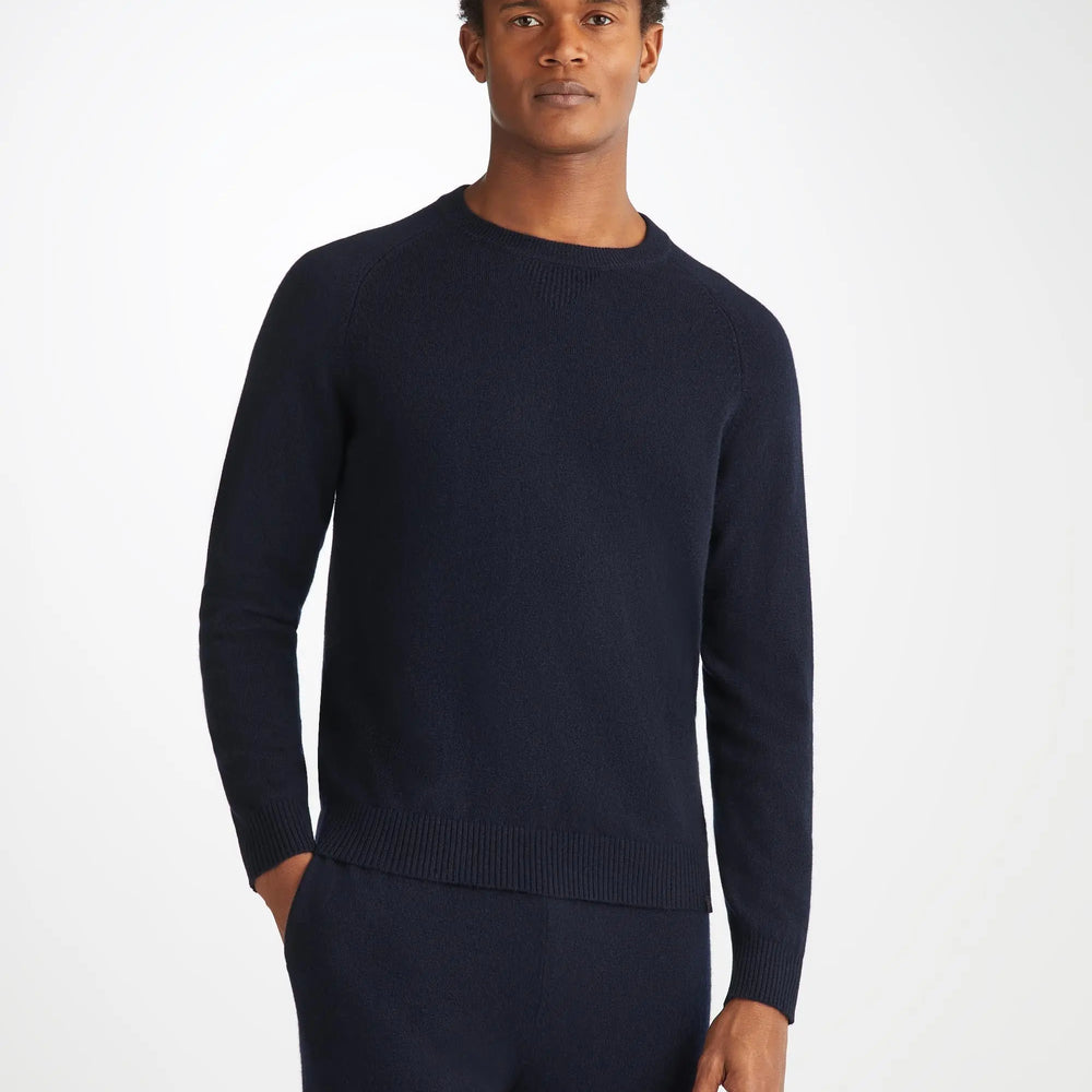 Derek Rose Men's Sweater Finley Cashmere Navy Derek Rose