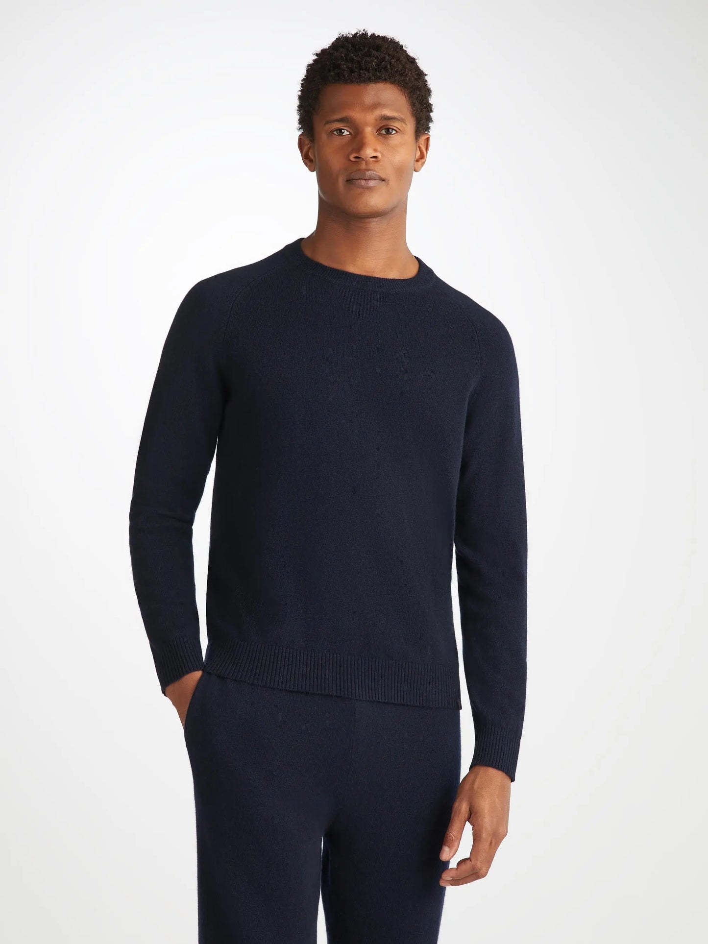 Derek Rose Men's Sweater Finley Cashmere Navy Derek Rose