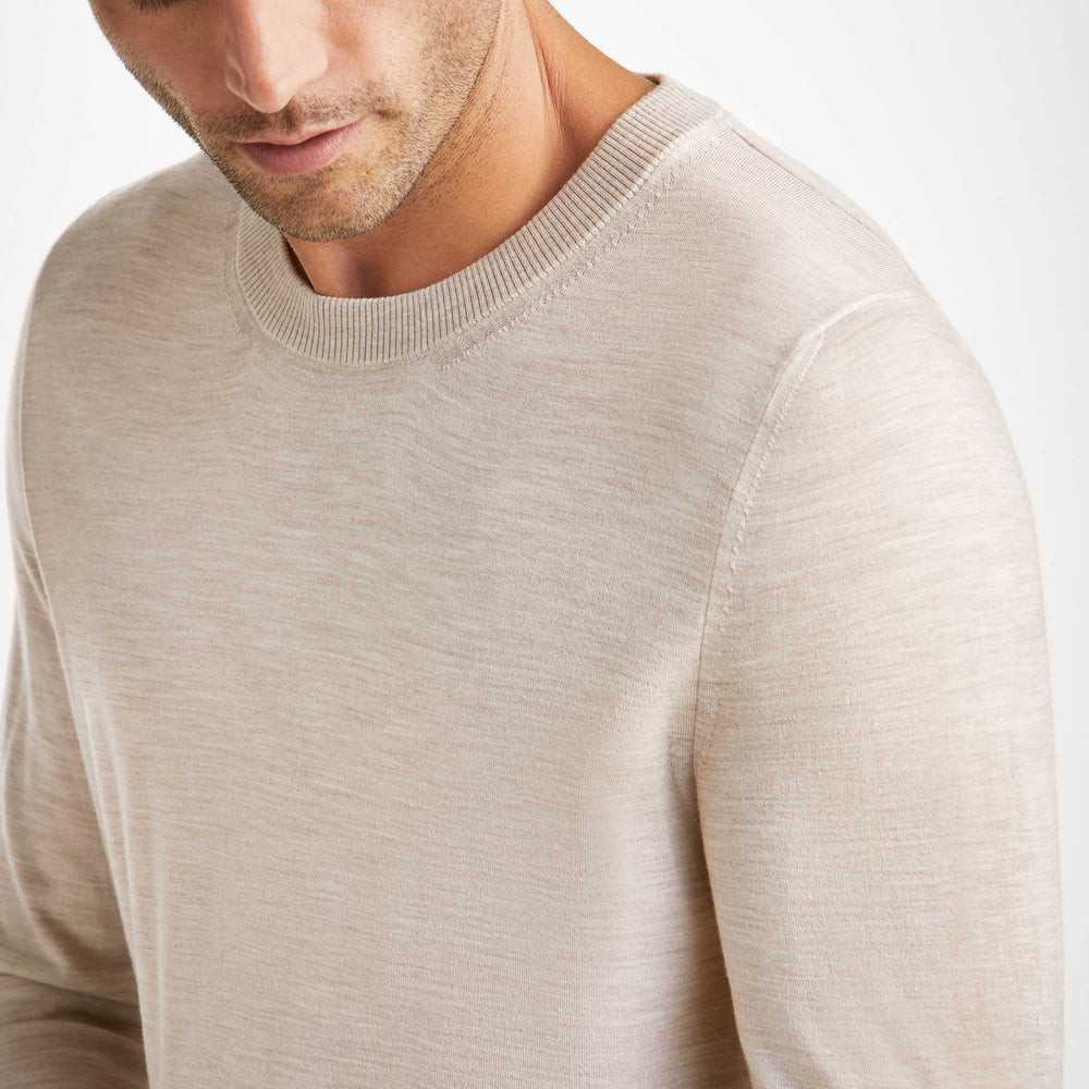 Derek Rose Men's Sweater Orson Merino Wool Oat Derek Rose