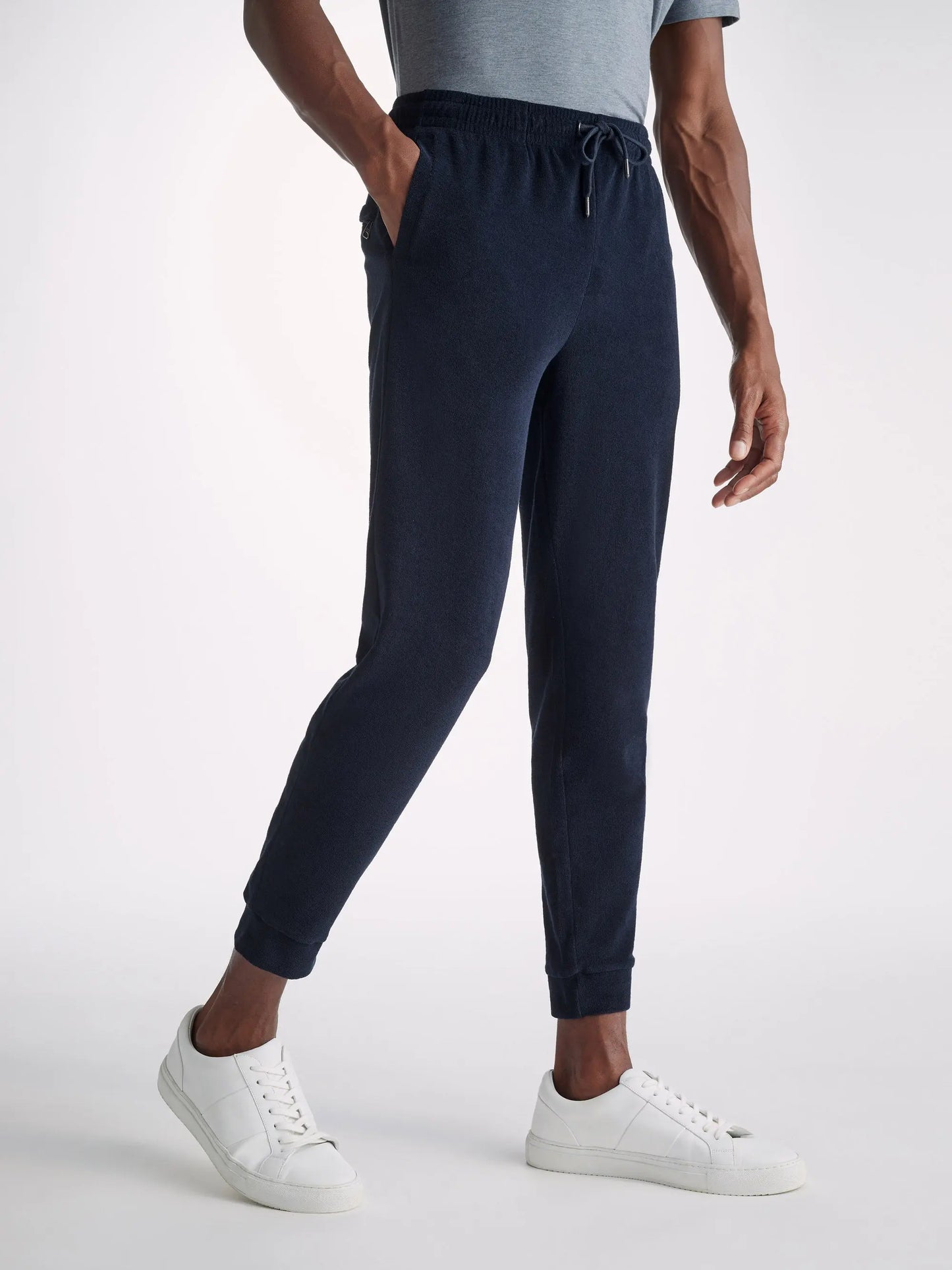 Derek Rose Men's Sweatpants Isaac Terry Cotton Navy Derek Rose