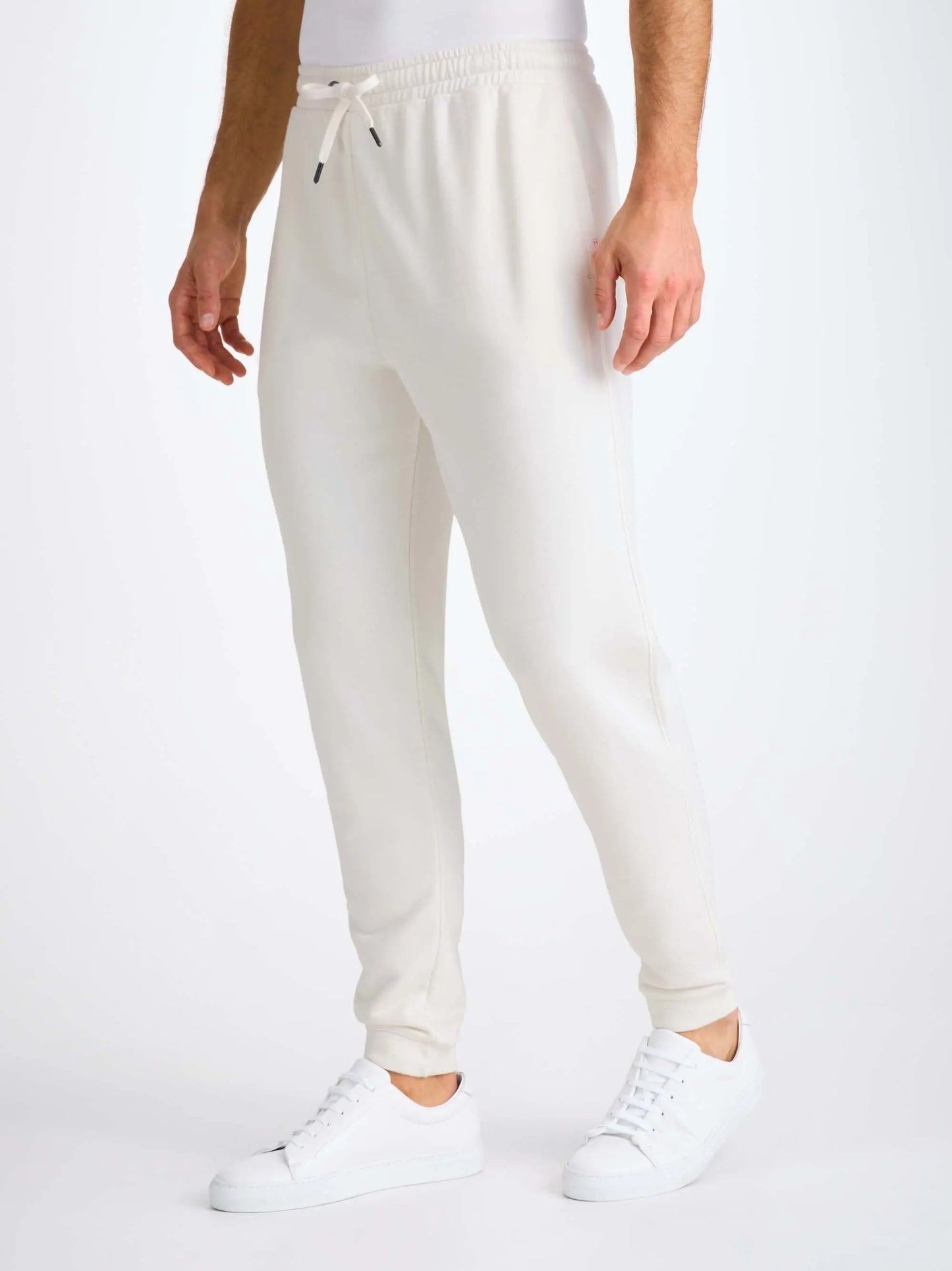 Derek Rose Men's Sweatpants Quinn Cotton Modal White Derek Rose