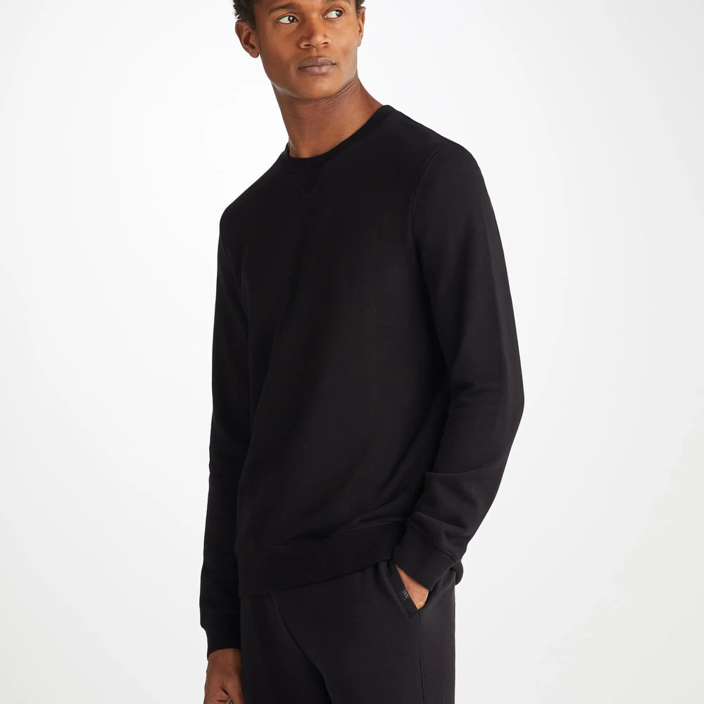 Derek Rose Men's Sweatshirt Quinn Cotton Modal Black Derek Rose