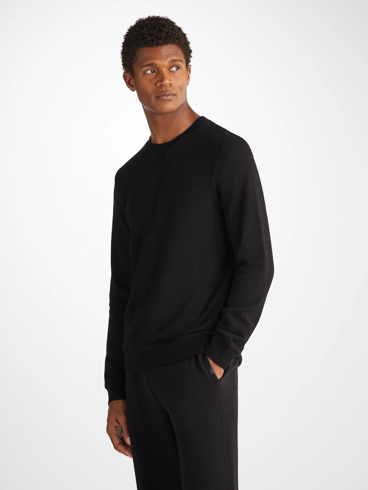 Derek Rose Men's Sweatshirt Quinn Cotton Modal Black Derek Rose
