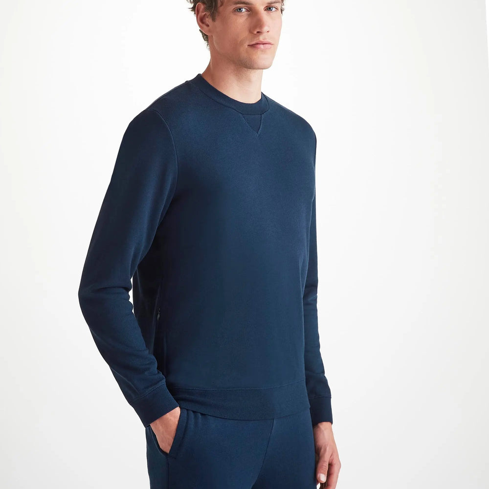 Derek Rose Men's Sweatshirt Quinn Cotton Modal Navy Derek Rose