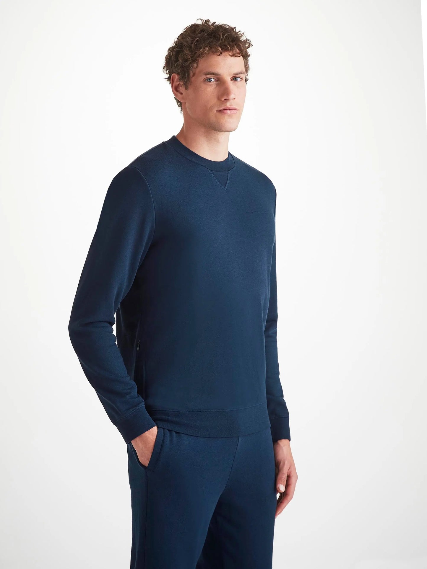 Derek Rose Men's Sweatshirt Quinn Cotton Modal Navy Derek Rose
