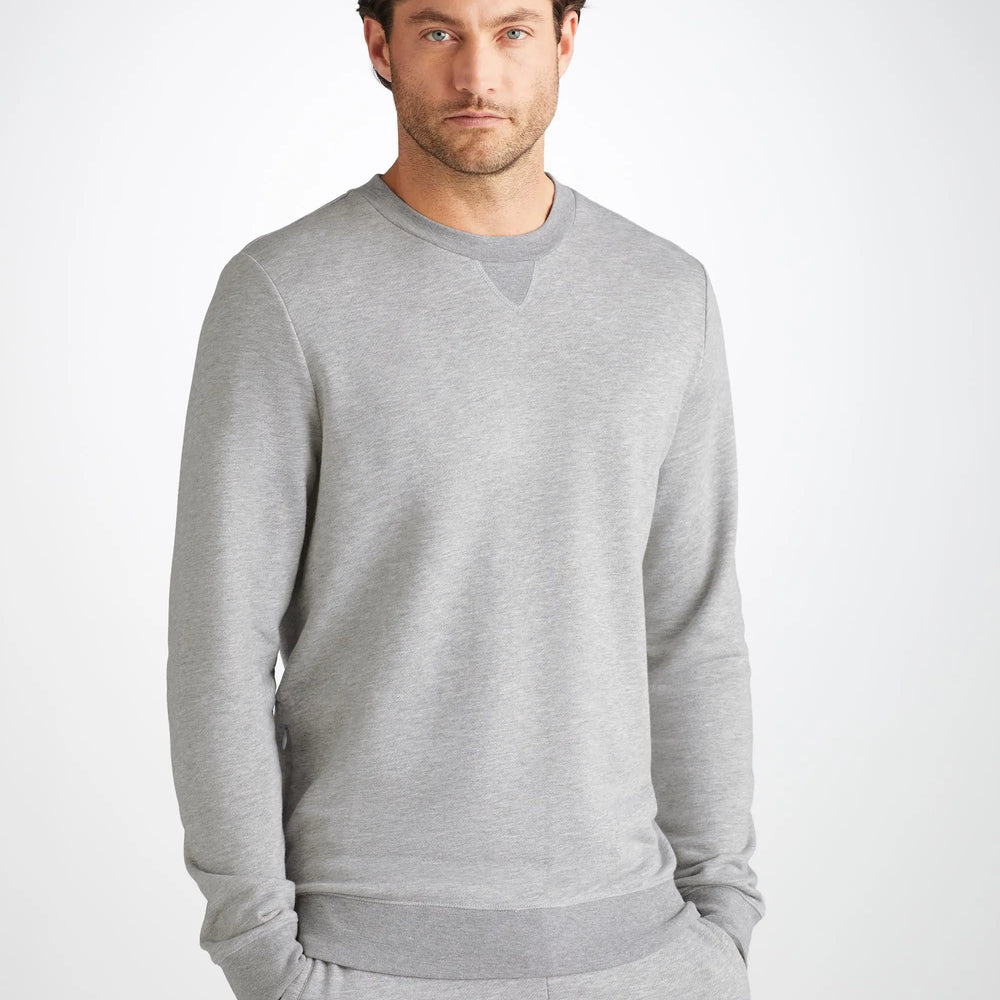 Derek Rose Men's Sweatshirt Quinn Cotton Modal Silver Derek Rose