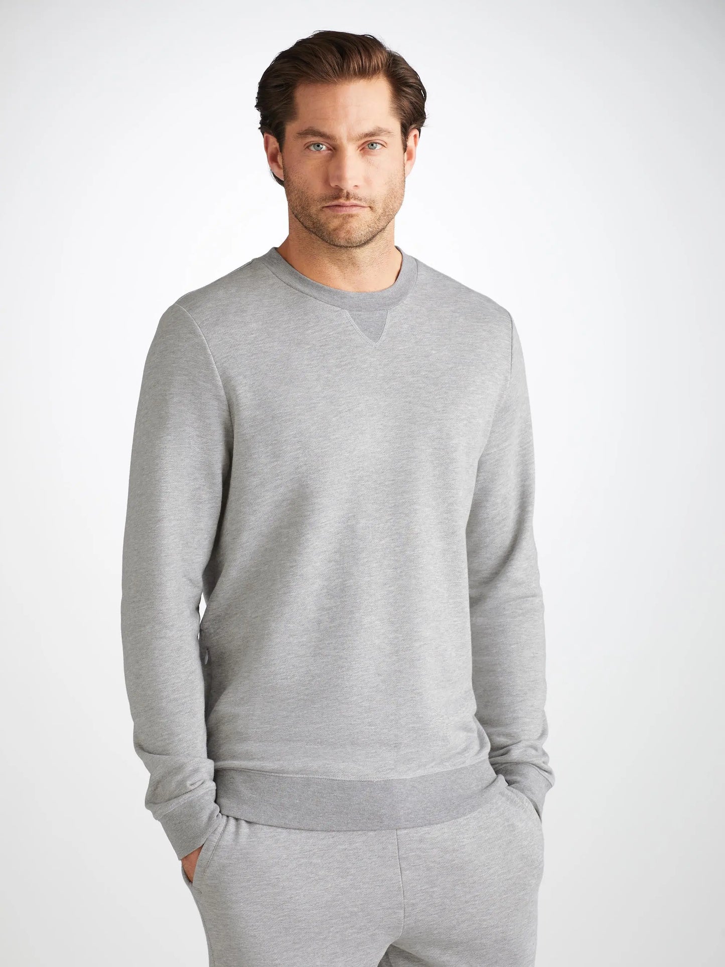 Derek Rose Men's Sweatshirt Quinn Cotton Modal Silver Derek Rose